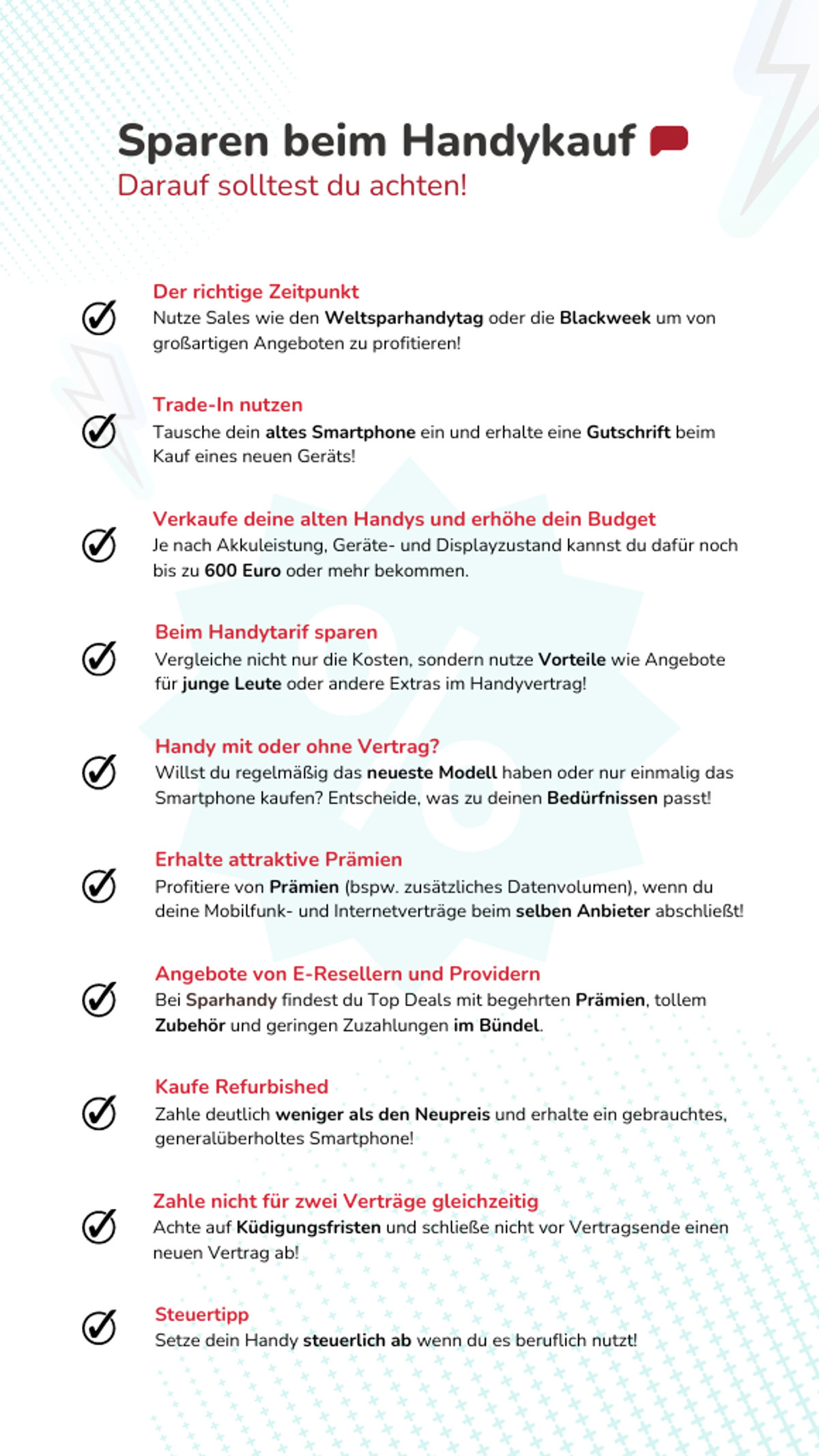 Checkliste zum Sparen beim Handykauf