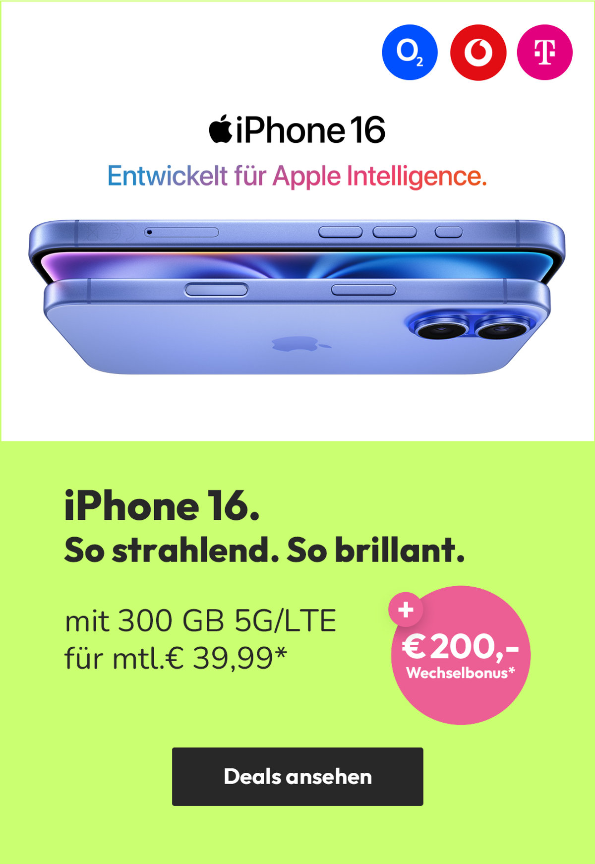 Teaserbild iPhone 16 mit o2, 300GB