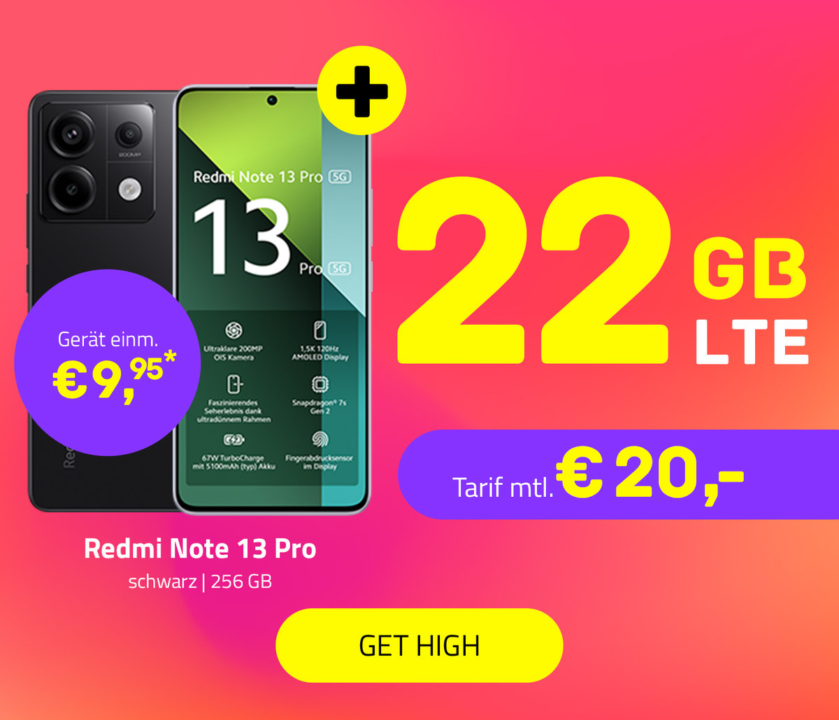 Redmi Note 13 Pro 5G mit HIGH 22 GB