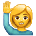 Fröhliche Person, die eine Hand hebt