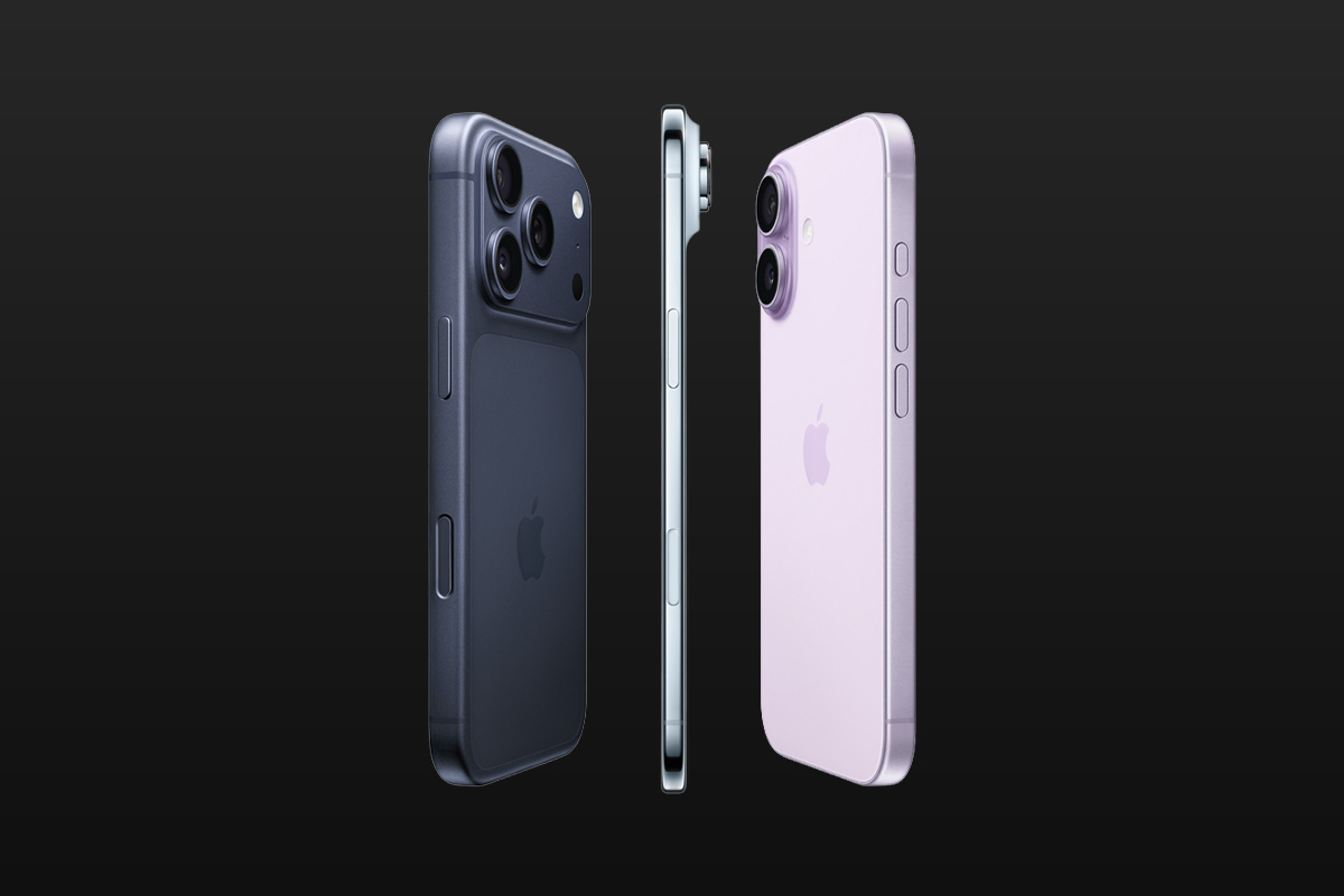 Verschiedene iPhones vor einem schwarzen Hintergrund