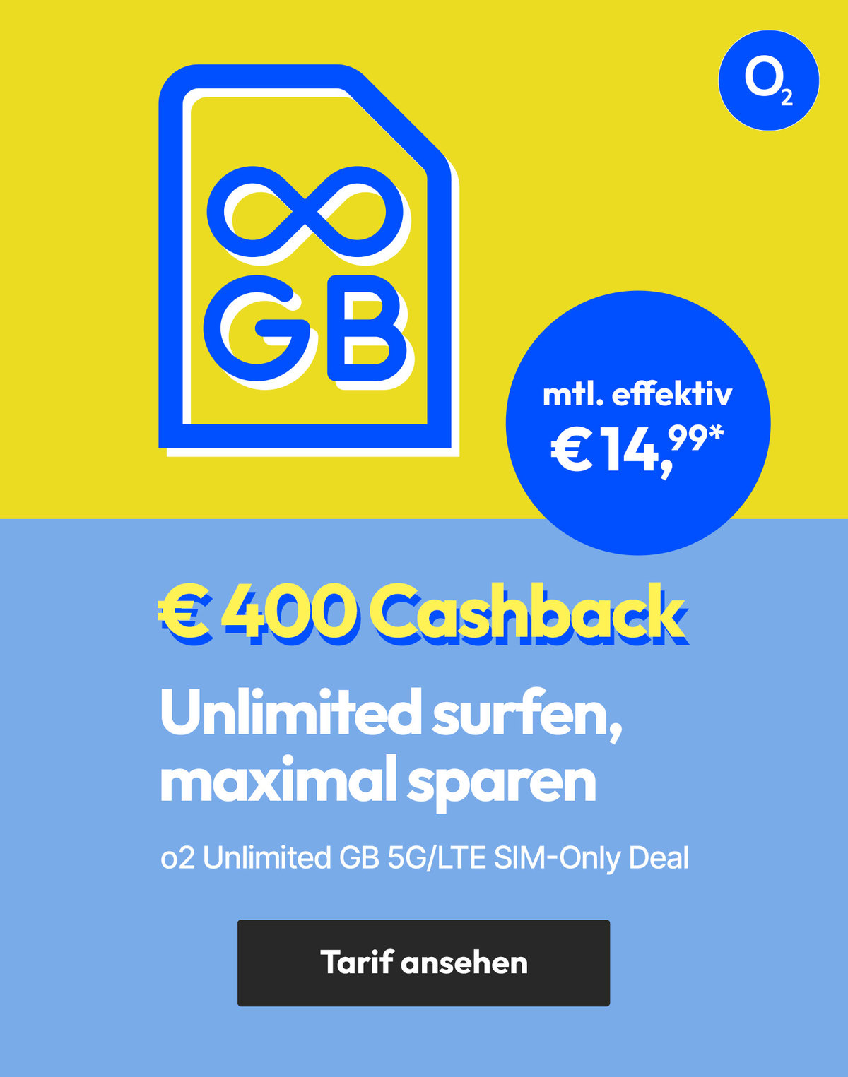 Teaserbild Angebot o2-Tarif SIM Only Kracher