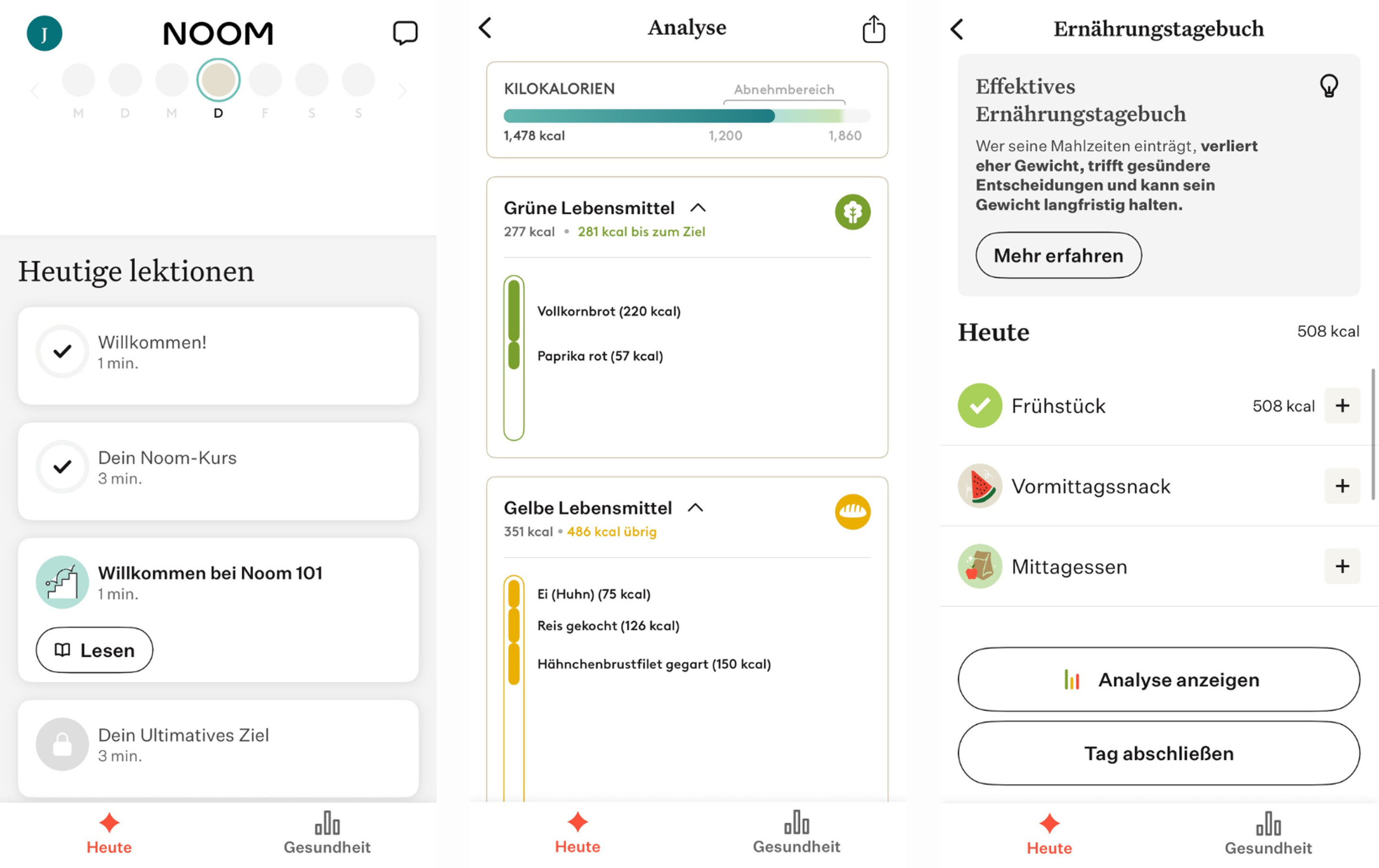 Screenshots der App Noom