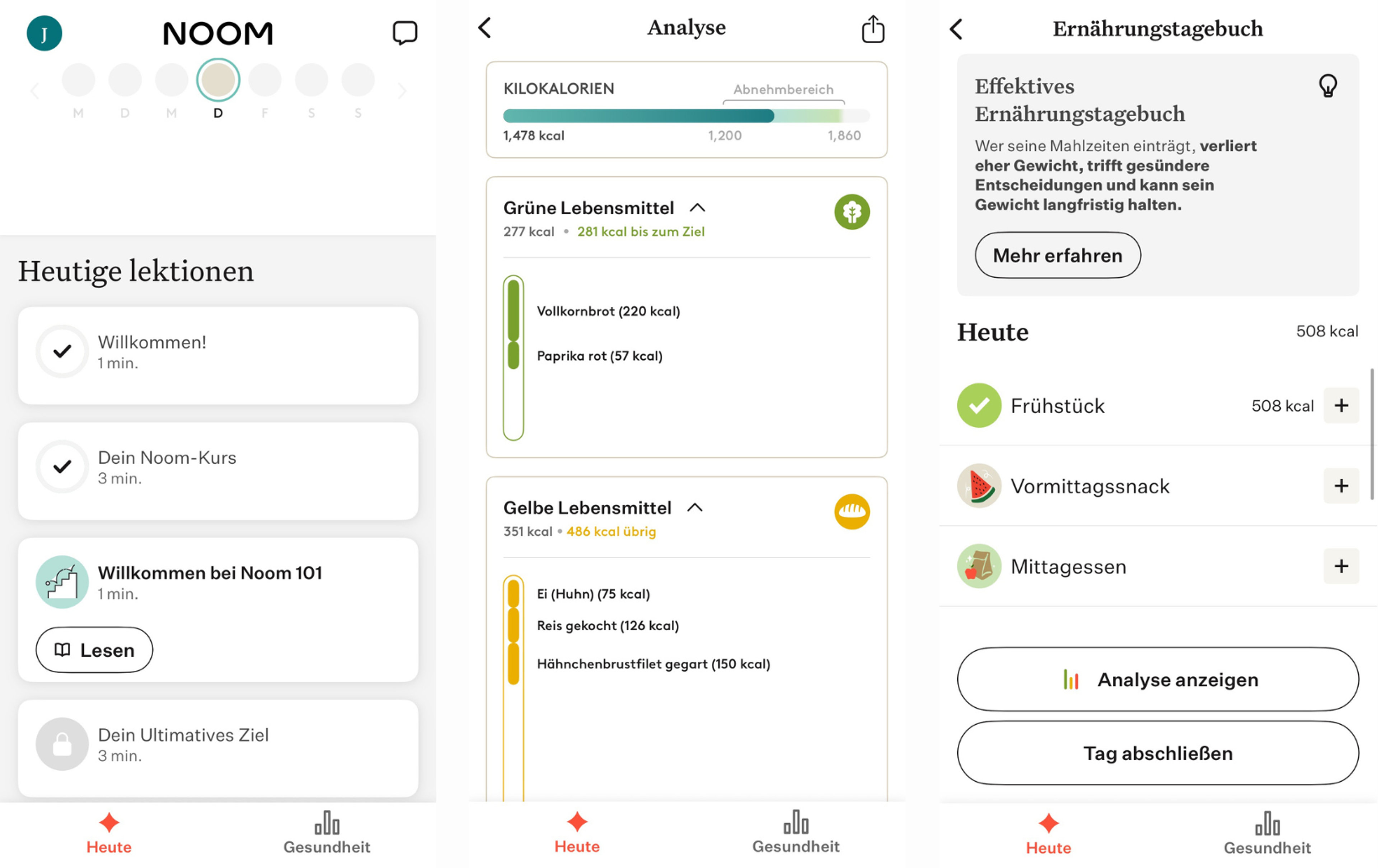Screenshots der App Noom