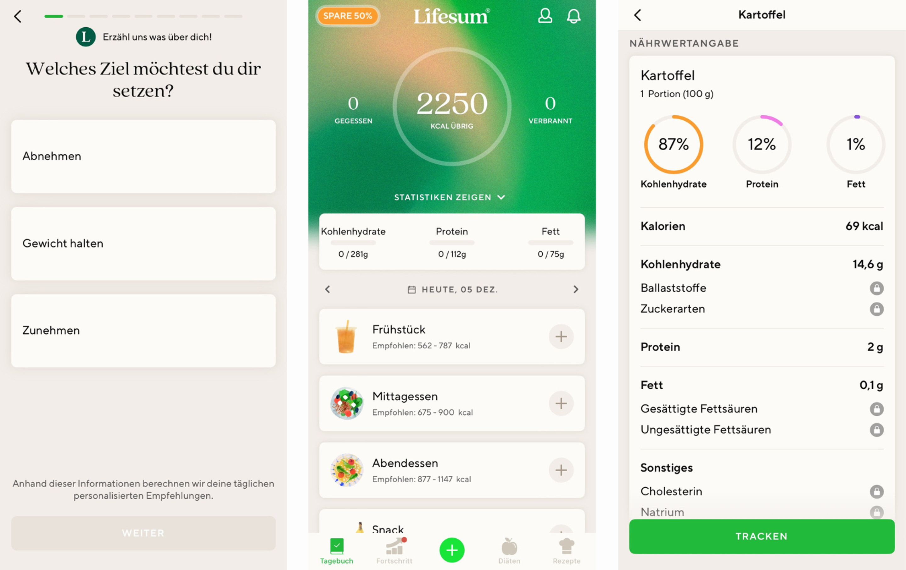 Screenshots der App Lifesum