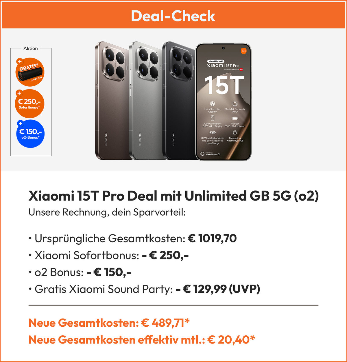 Xiaomi 15T Pro Beispeilrechnung