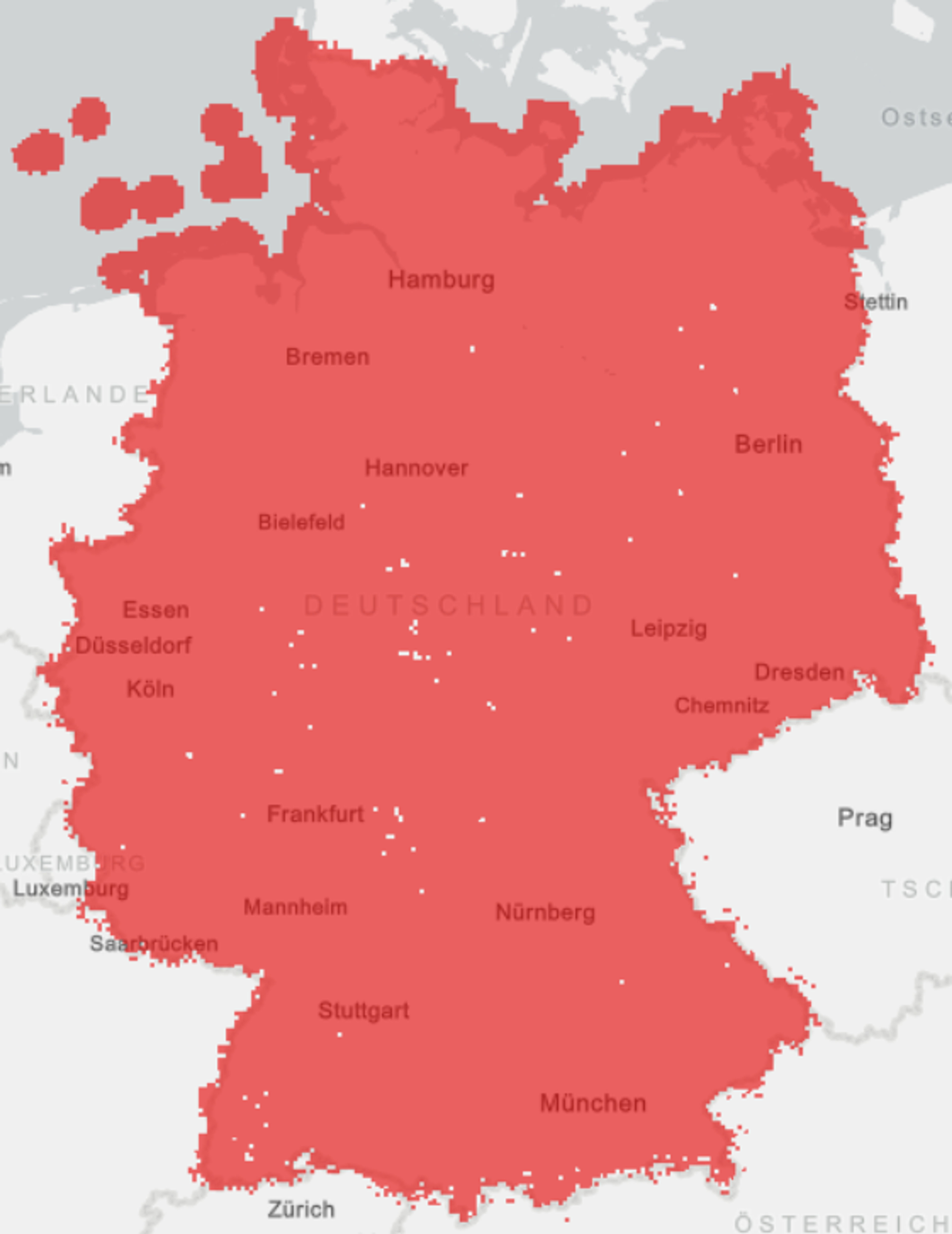 Vodafone Netzabdeckung 4G LTE Karte