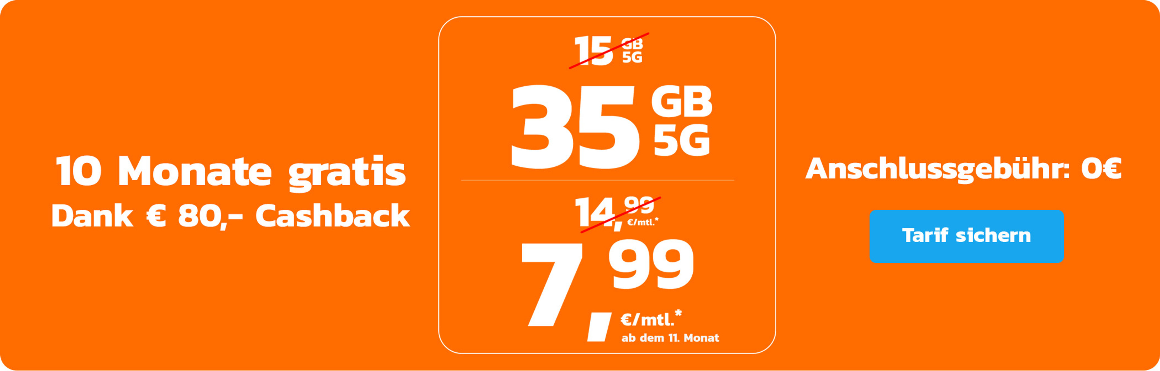 simyo 35 GB 5G für 7,99 Anschlussgebühr: 0€