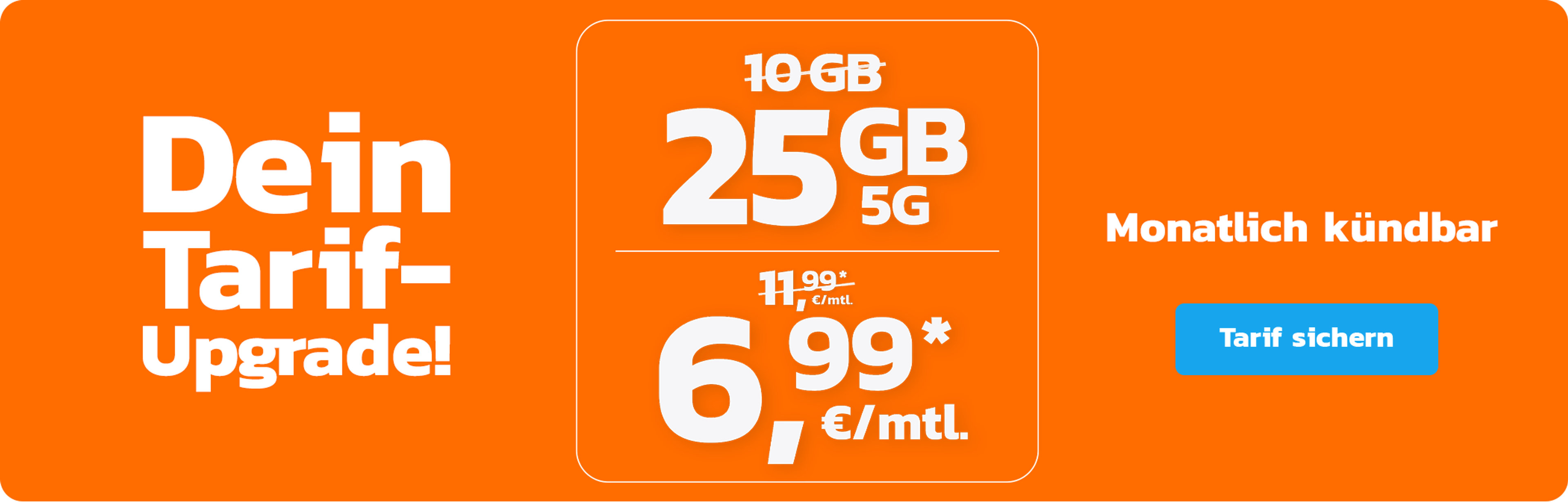 simyo 25 GB 5G für 6,99 monatlich kündbar