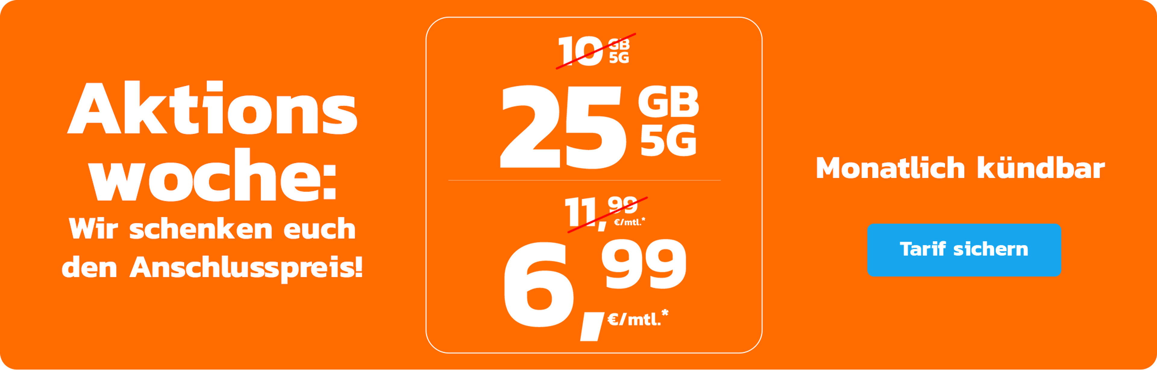 simyo 25 GB 5G für 6,99 monatlich kündbar | ohne Anschlussgebühr