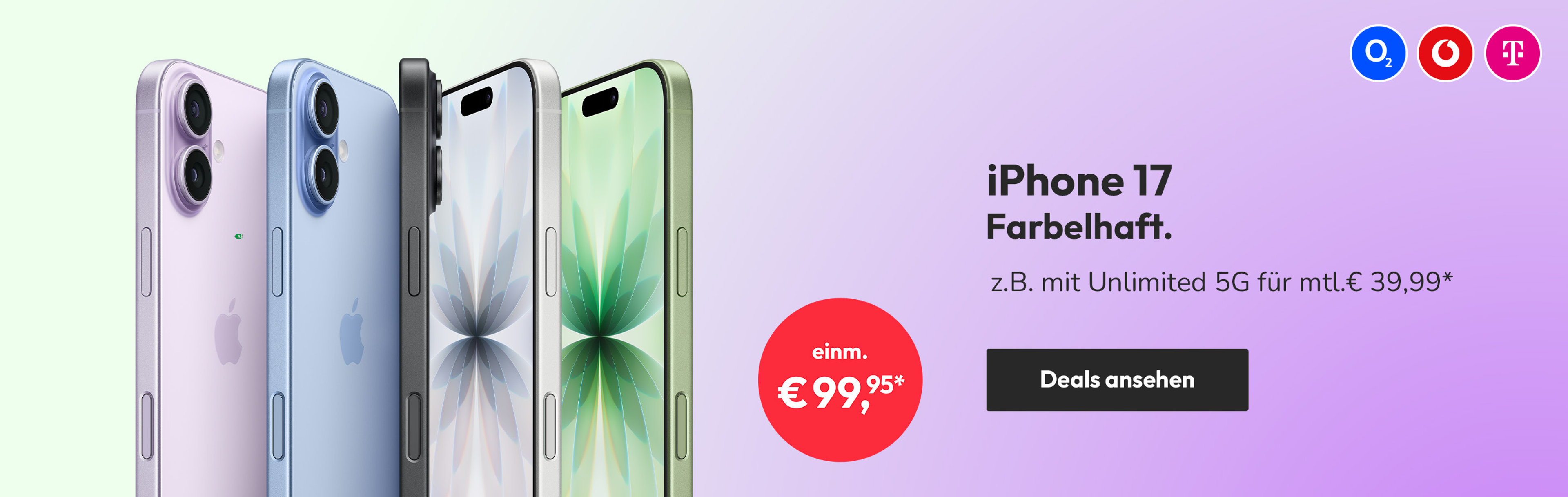 Angebote iPhone 17 z.B. mit Unlimited 5G für mtl. € 39,99*