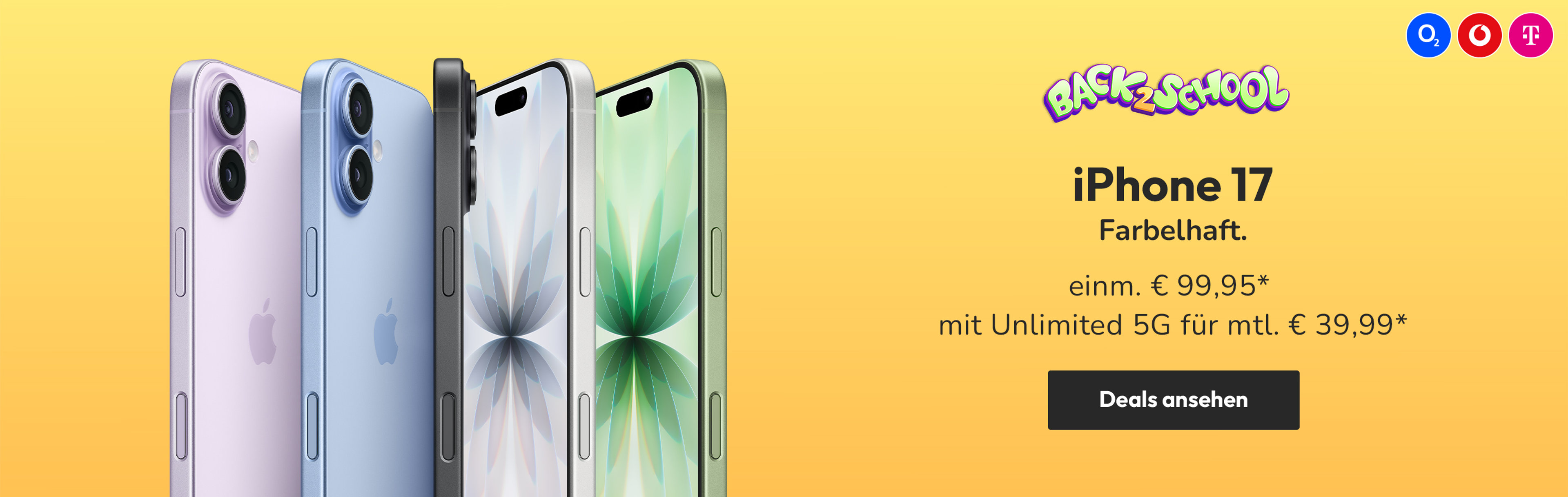 iPhone 17 z.B. mit Unlimited 5G für mtl. € 39,99* & € einm. € 79,95*