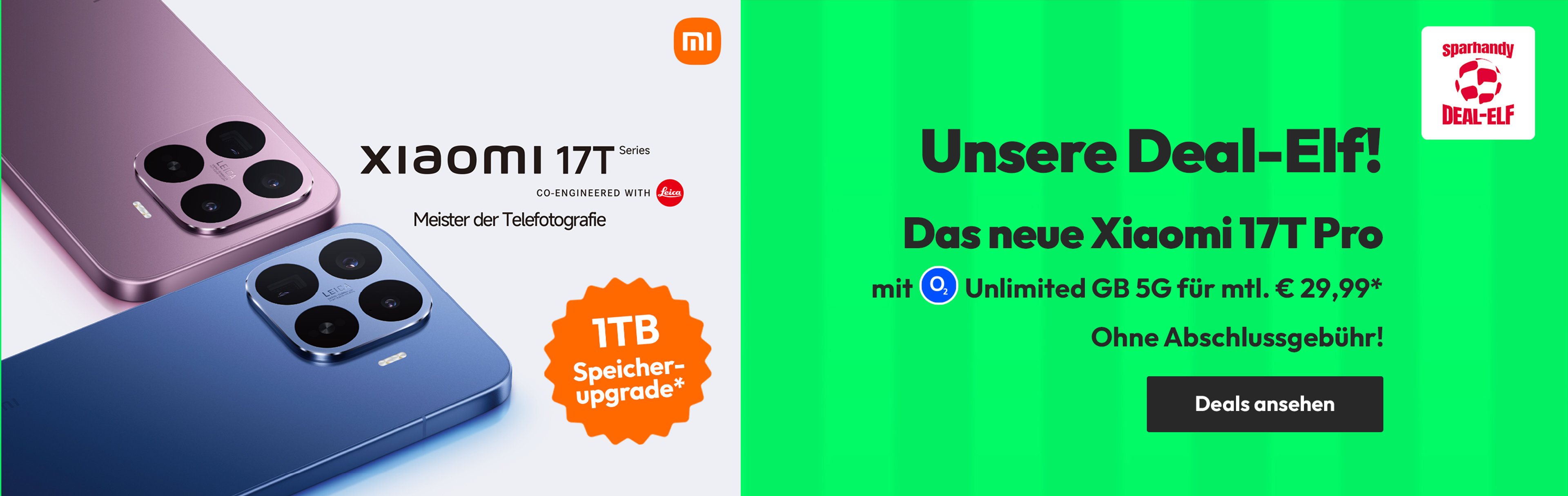 Das neue Xiaomi 17T Pro z.B. mit 100 GB 5G für einm. € 99,95* anstatt € 199,95*