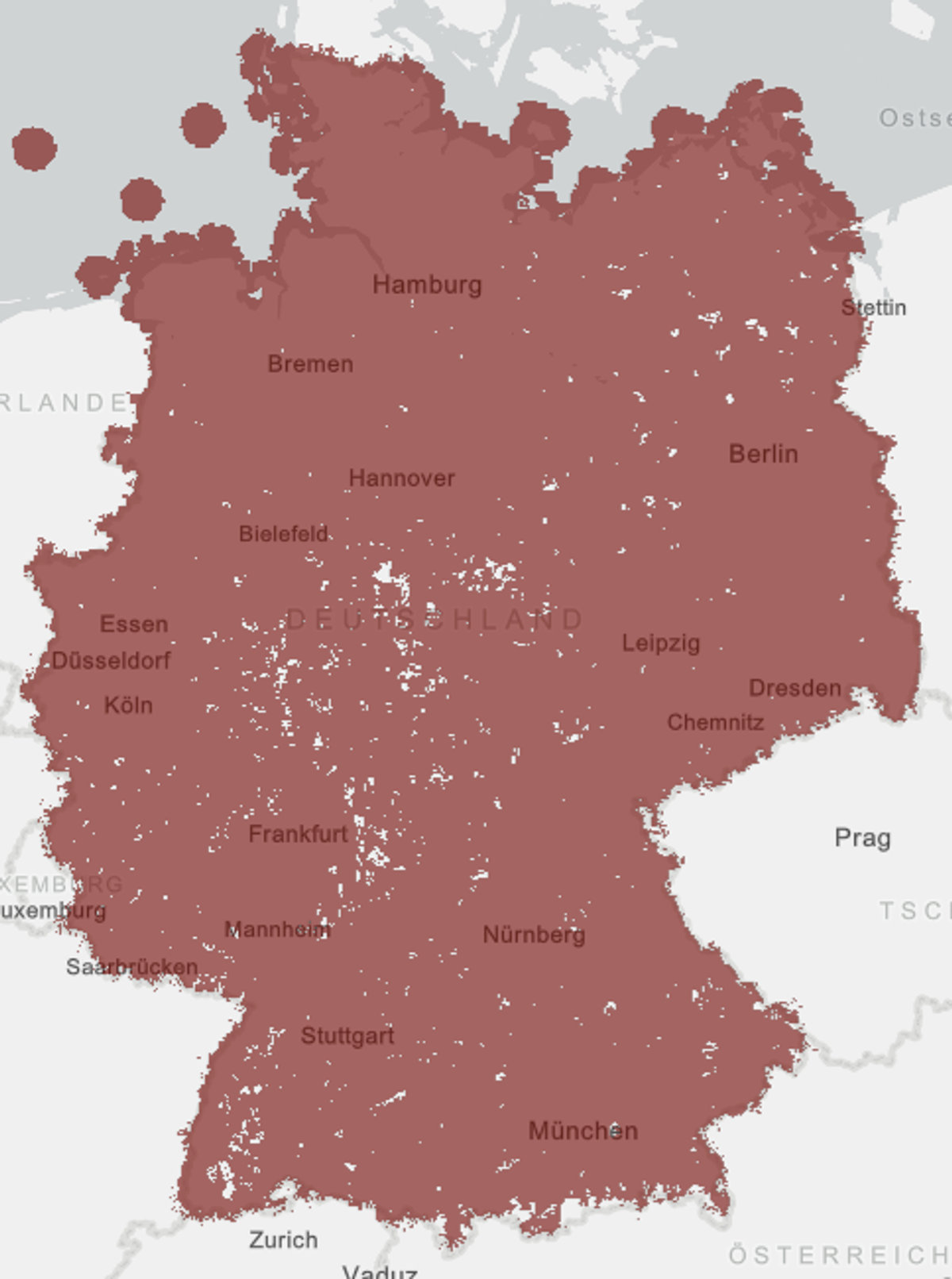 Vodafone Netzabdeckung 5G Karte