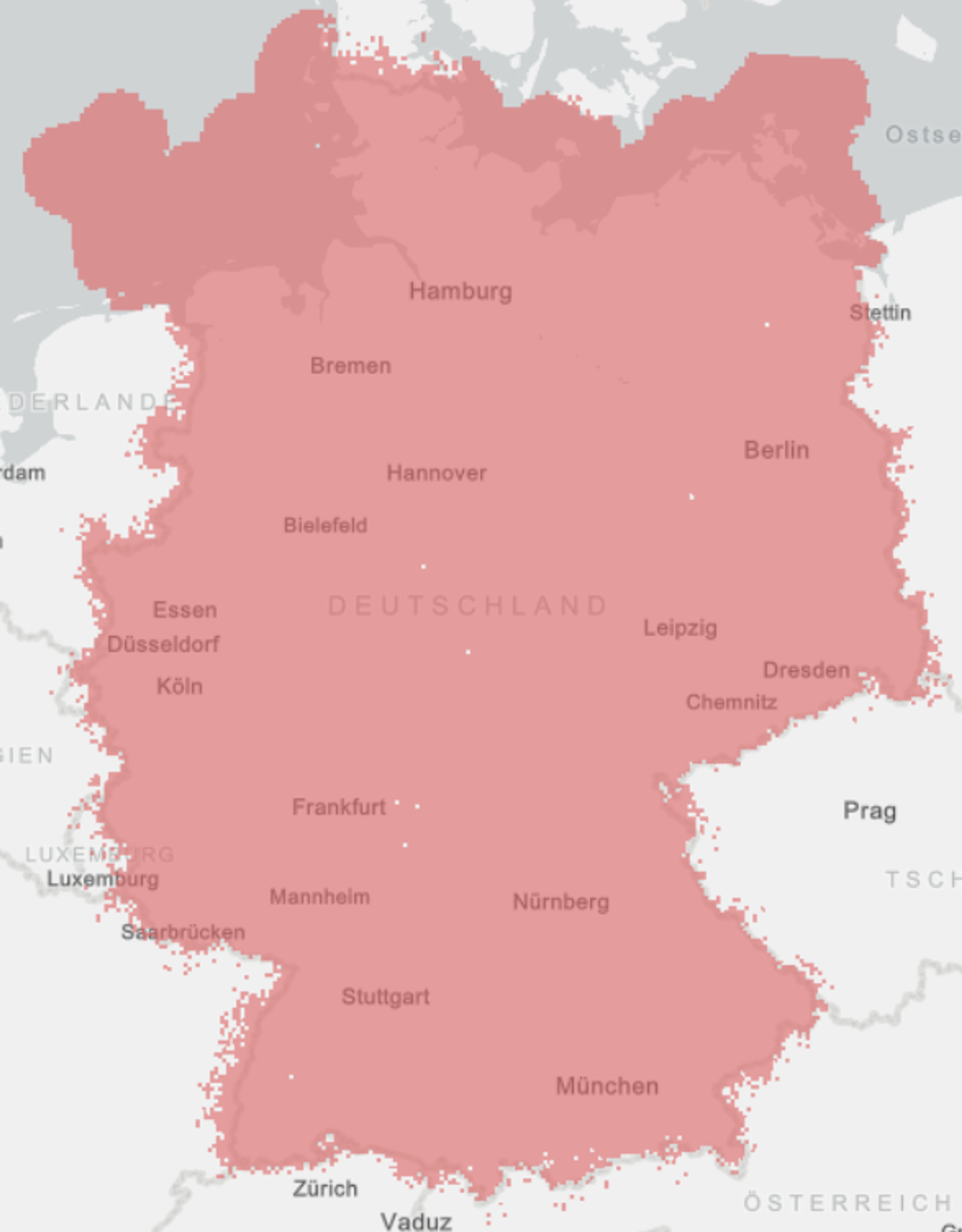 Vodafone Netzabdeckung 2G Karte