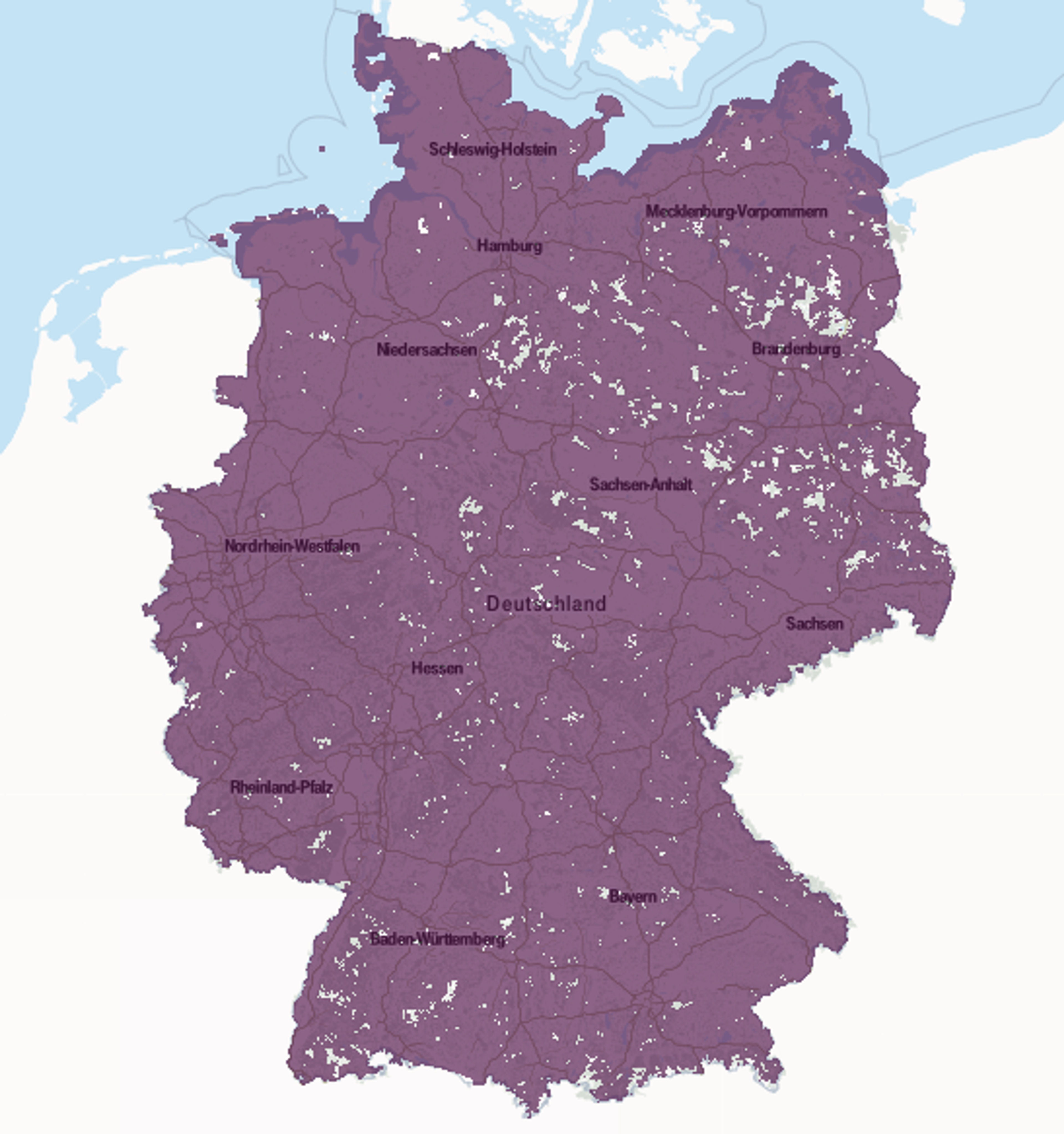 5G Netzabdeckung D1-Netz