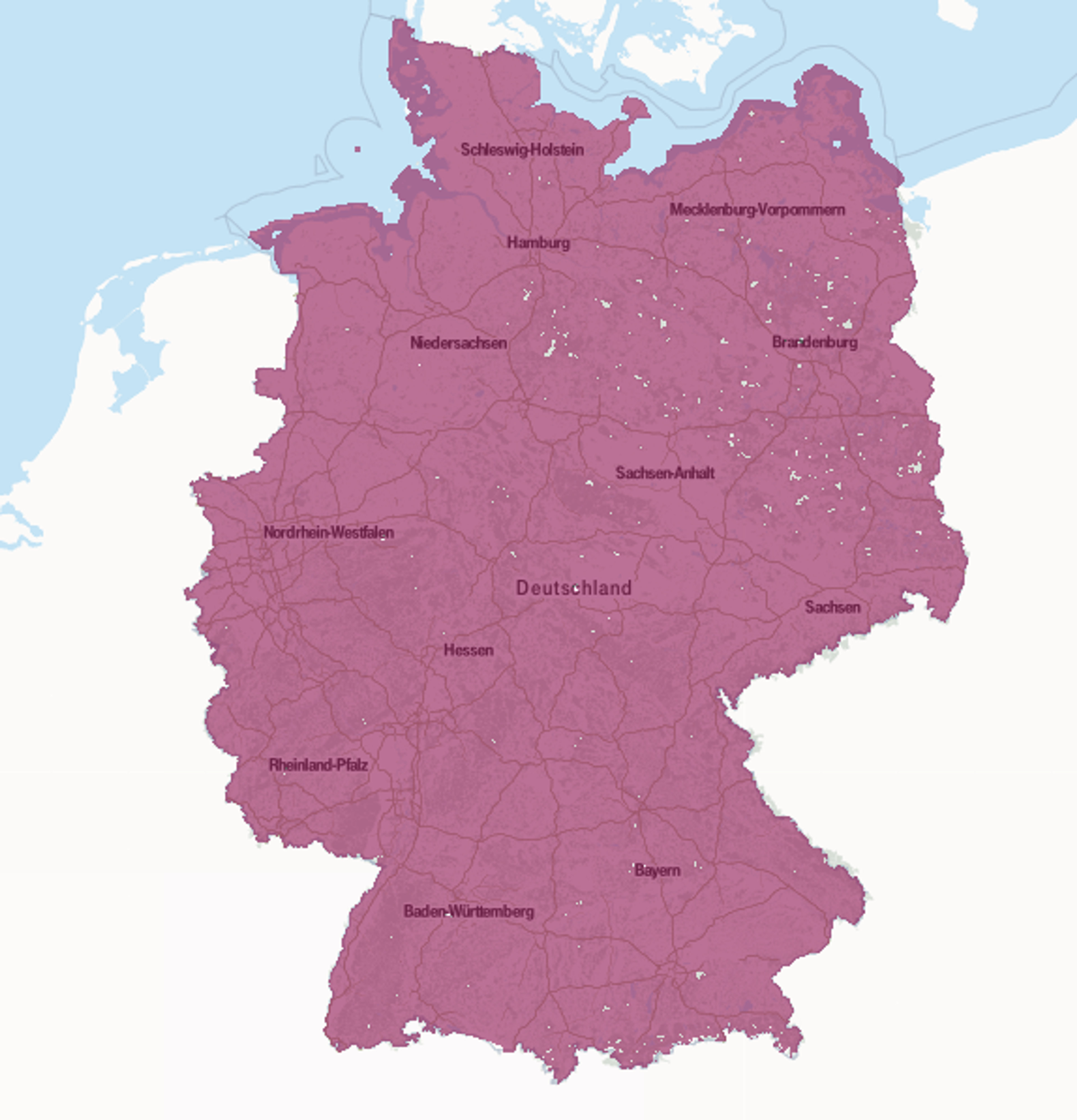 4G (LTE) Netzabdeckung D1-Netz