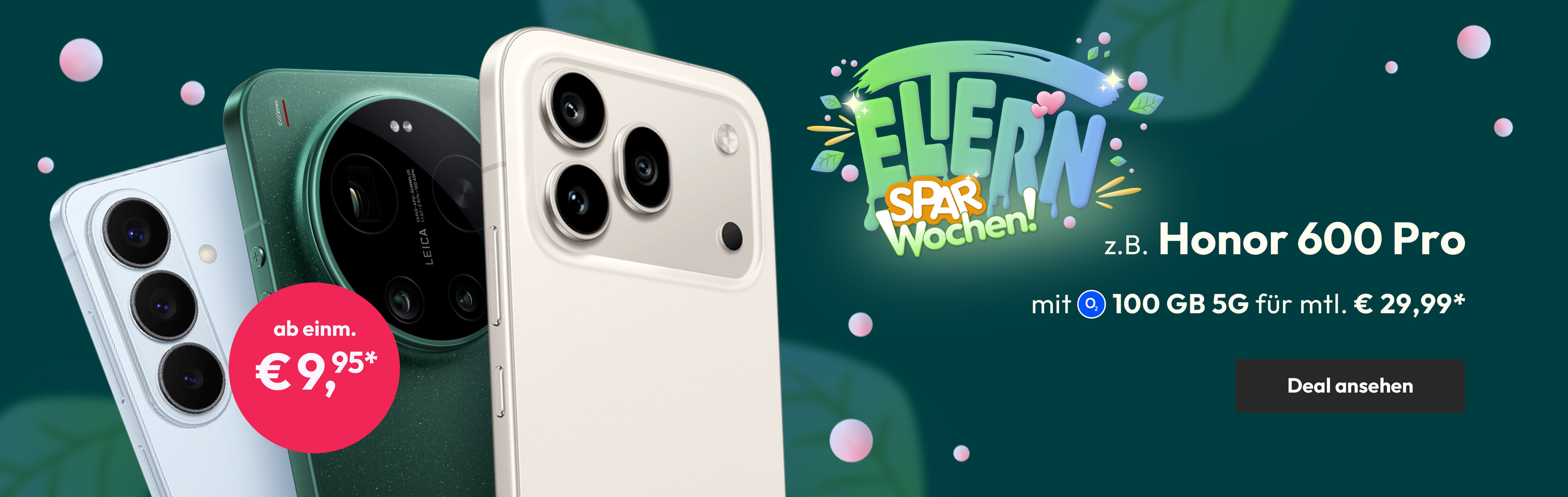 Eltern-Sparwochen mit z.B. Honor 600 Pro mit 100 GB 5G für mtl. € 29,99* | ab einm. € 9,95*