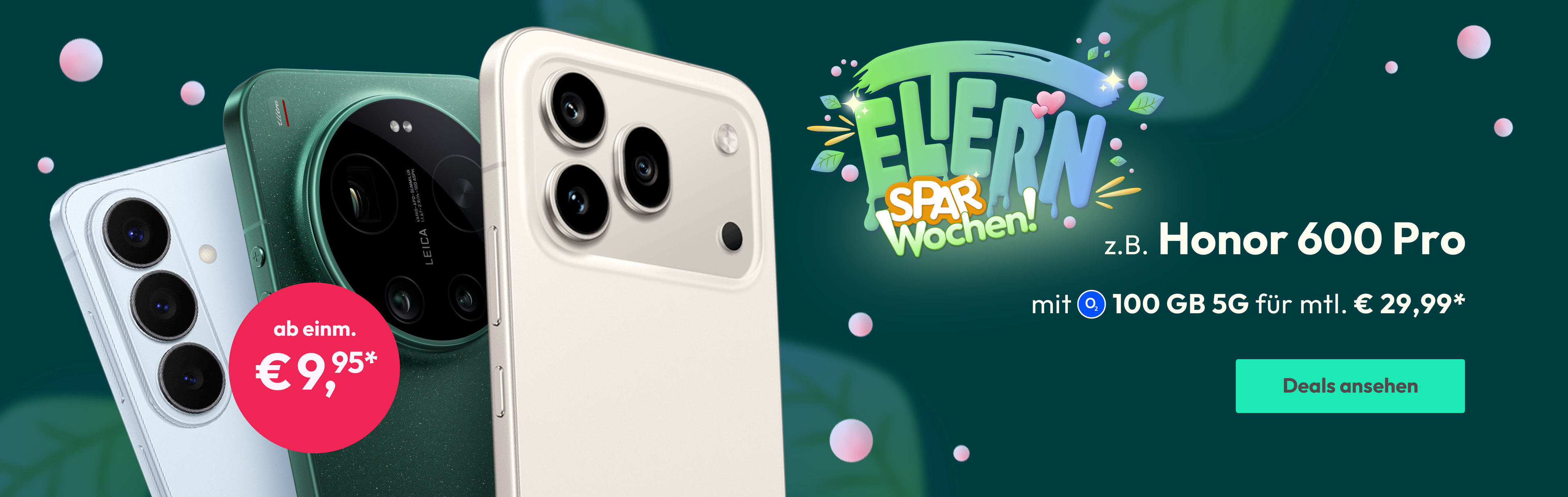 Eltern-Sparwochen mit z.B. Honor 600 Pro mit 100 GB 5G für mtl. € 29,99* | ab einm. € 9,95*
