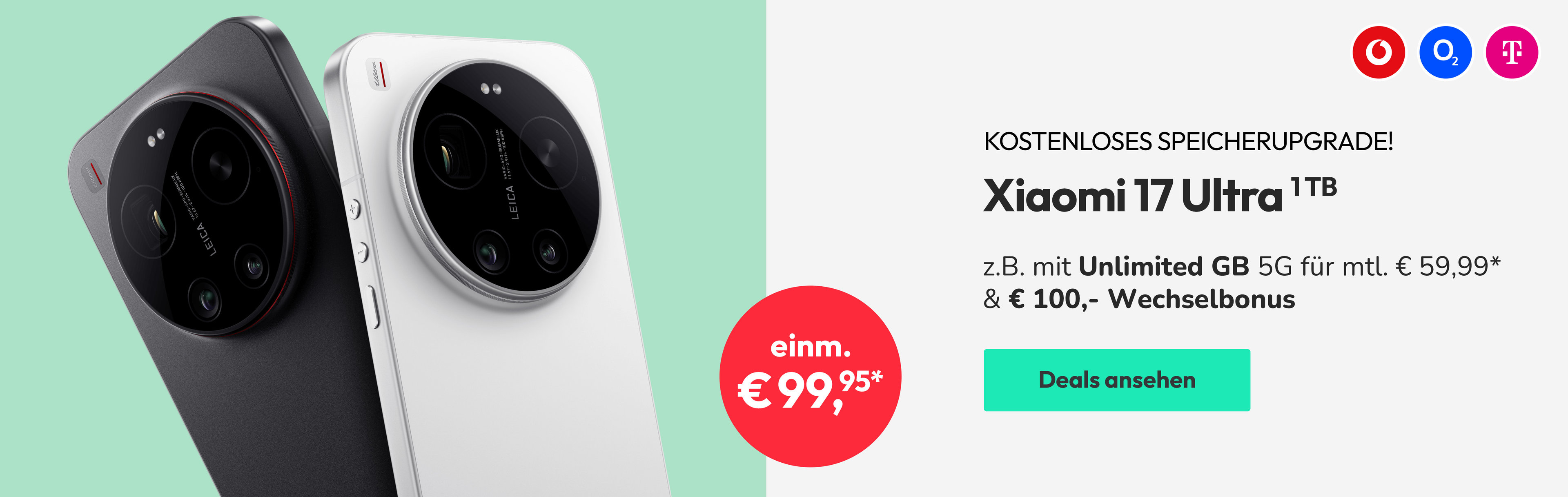 Kostenloses Speicherupgrade! Xiaomi 17 Ultra 1 TB z.B. mit Unlimited GB 5G für mtl. € 59,99* & € 100,- Wechselbonus