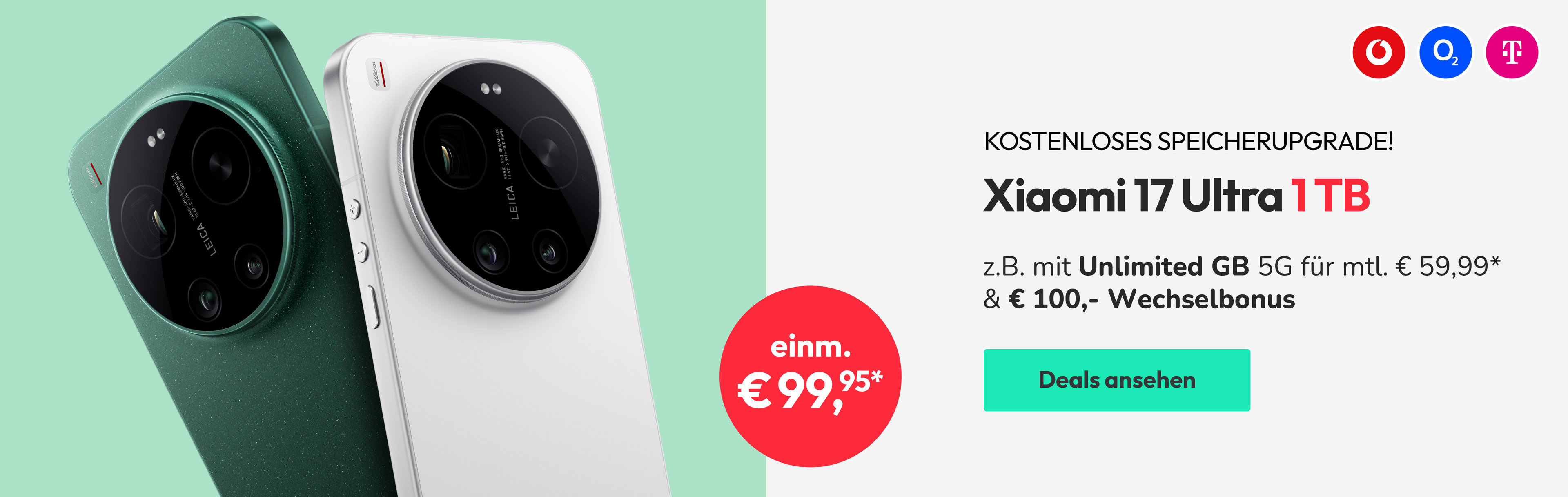 Kostenloses Speicherupgrade! Xiaomi 17 Ultra 1 TB z.B. mit Unlimited GB 5G für mtl. € 59,99* & € 100,- Wechselbonus