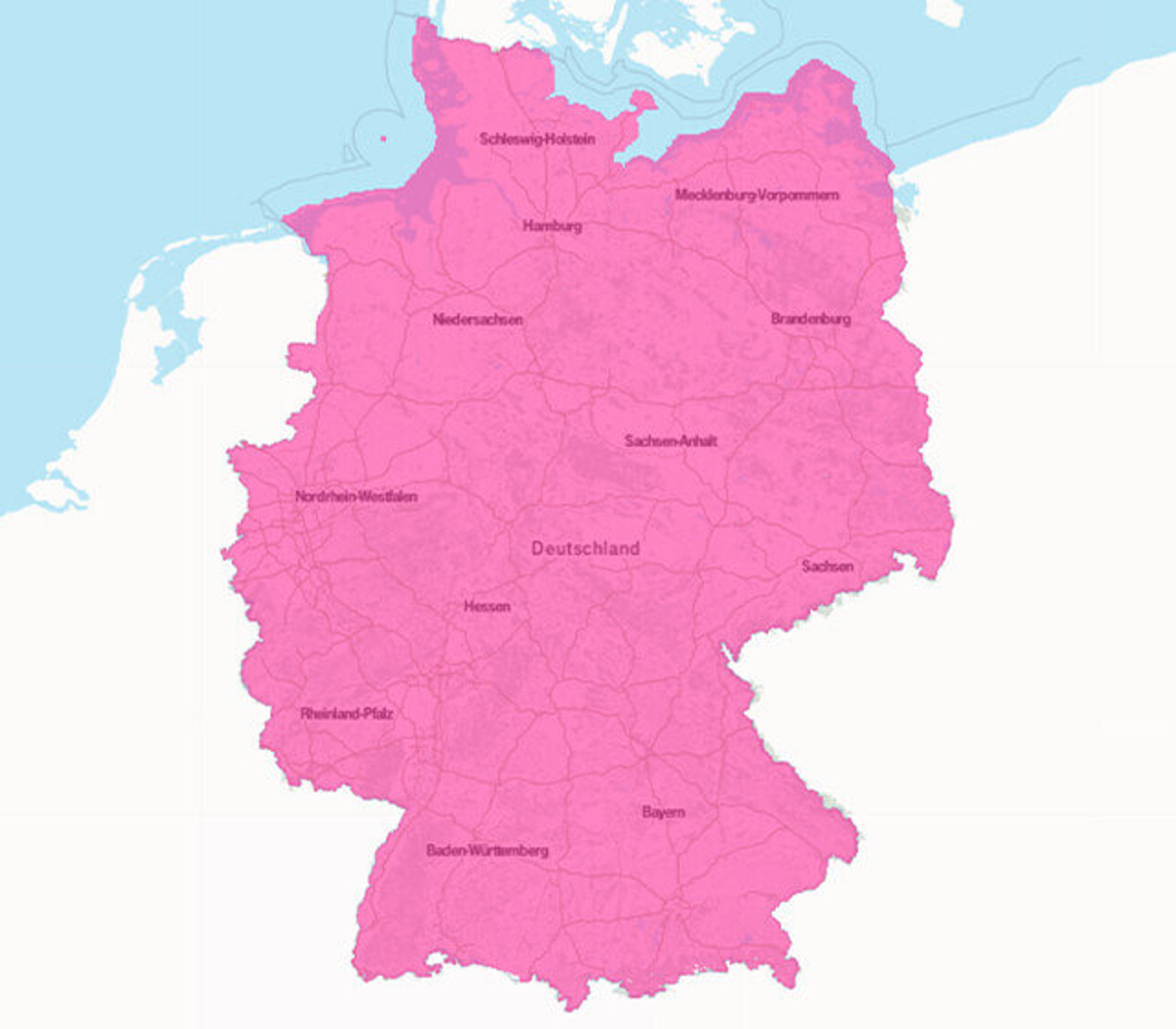 Netzabdeckung - Telekom - 2G Netzabdeckungskarte