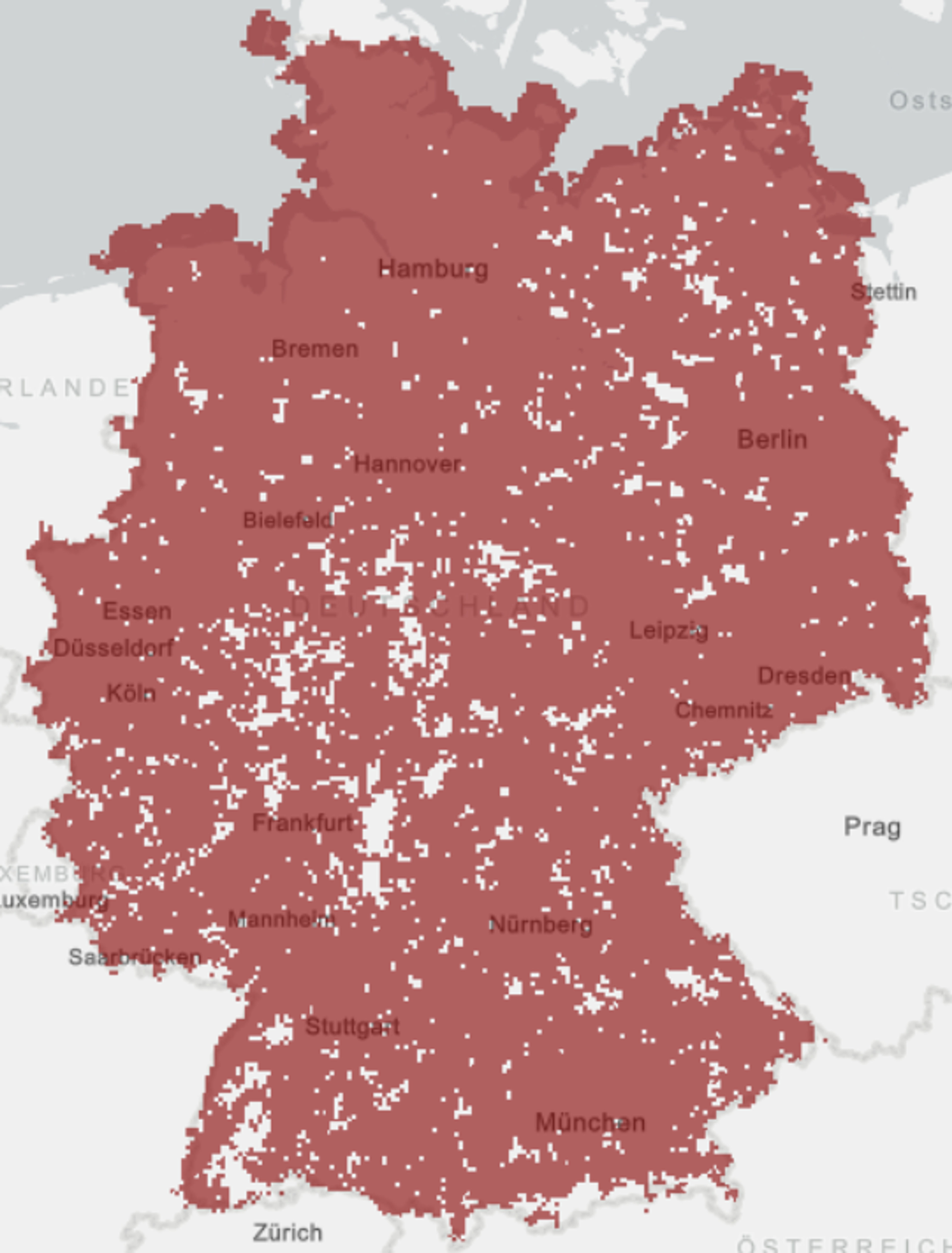 Vodafone Netzabdeckung 5G Karte