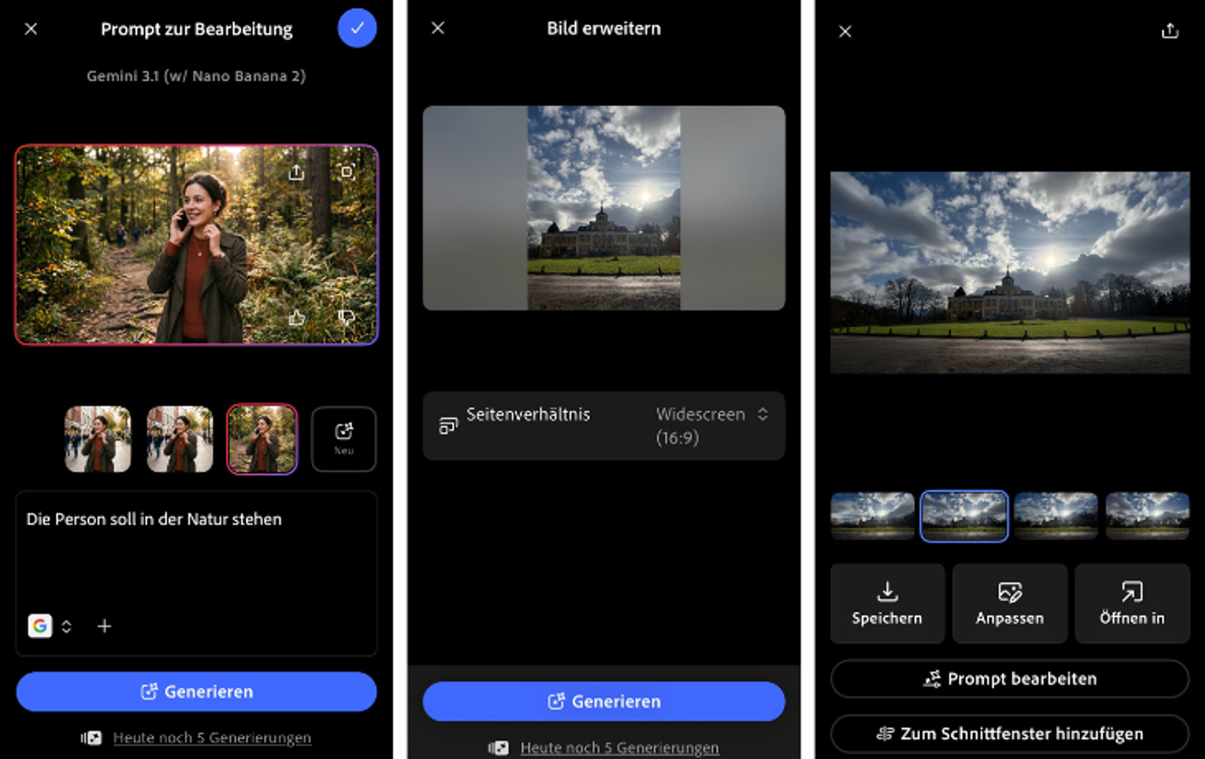 Screenshot der KI App Adobe Firefly