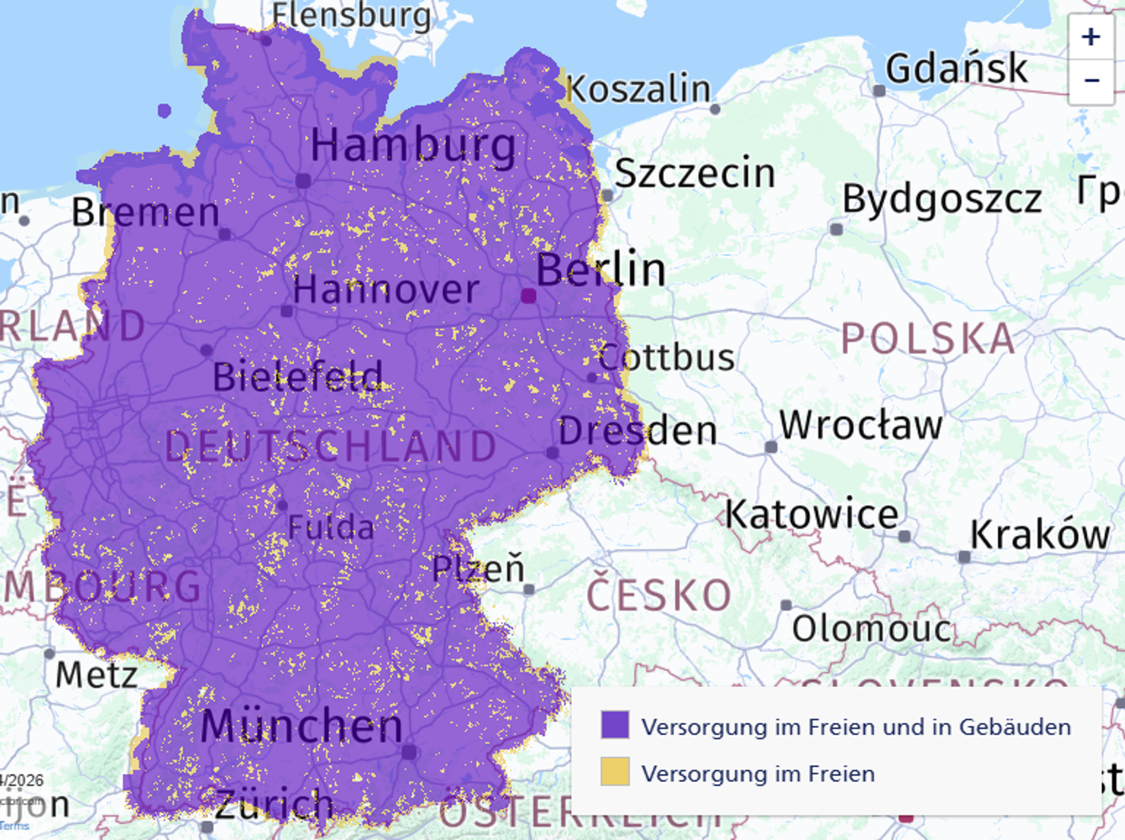 5G Netzabdeckung von o2 in Deutschland