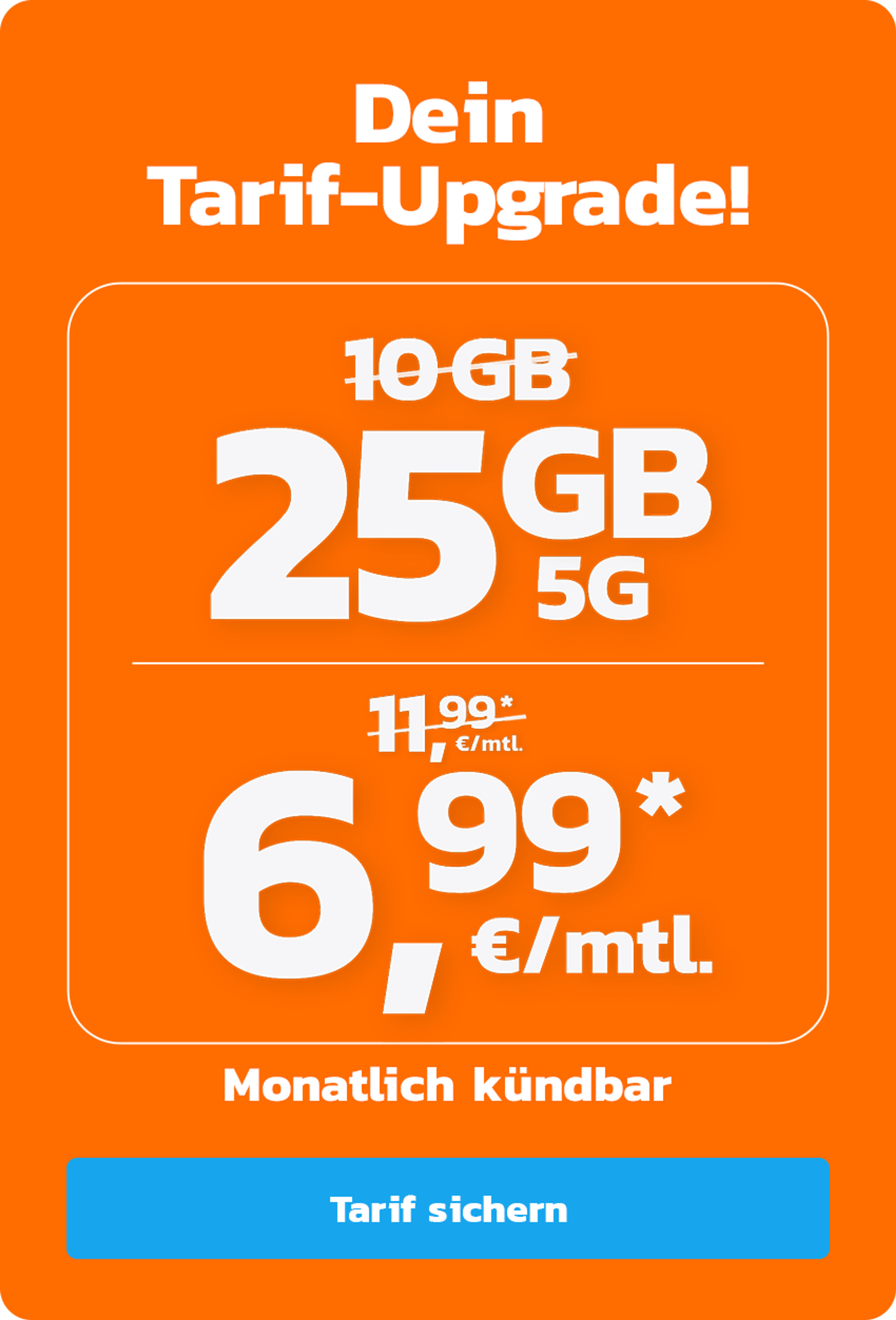 simyo 25 GB 5G für 6,99 monatlich kündbar