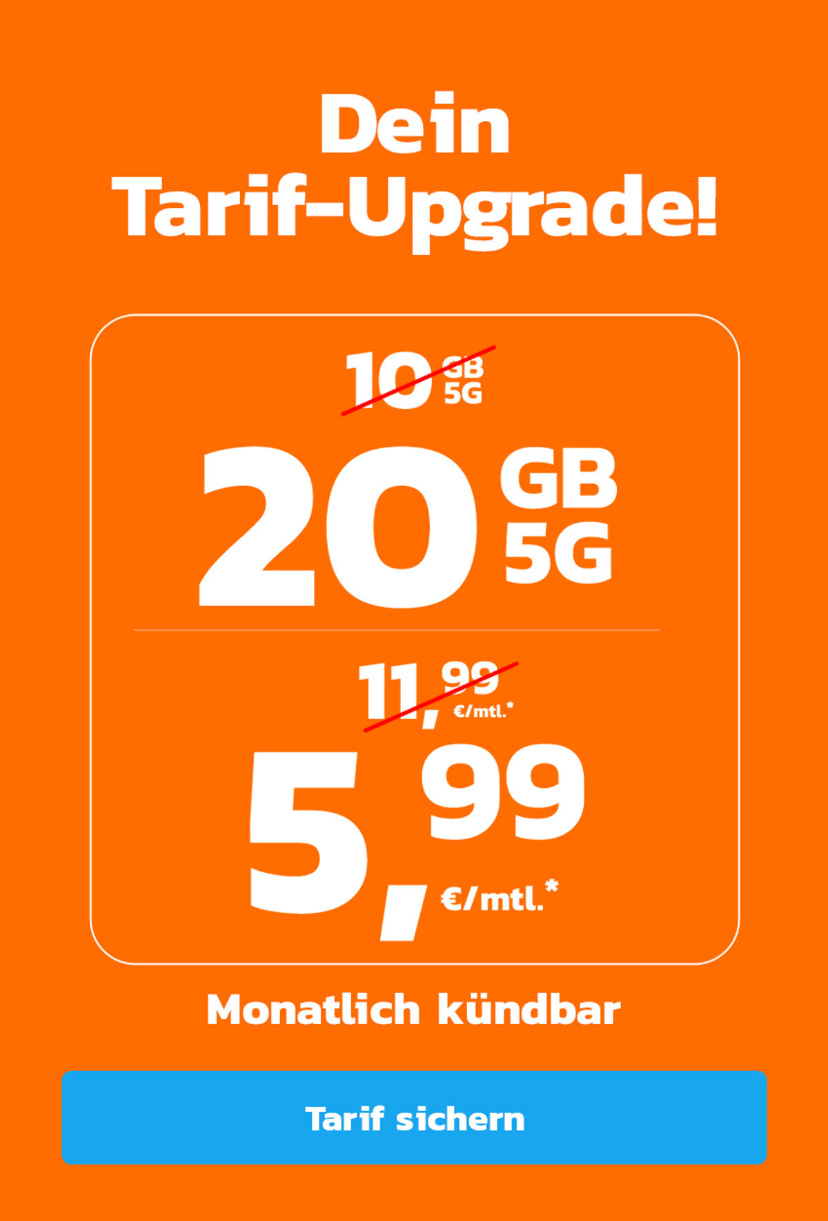 simyo 20 GB 5G für 5,99 monatlich kündbar