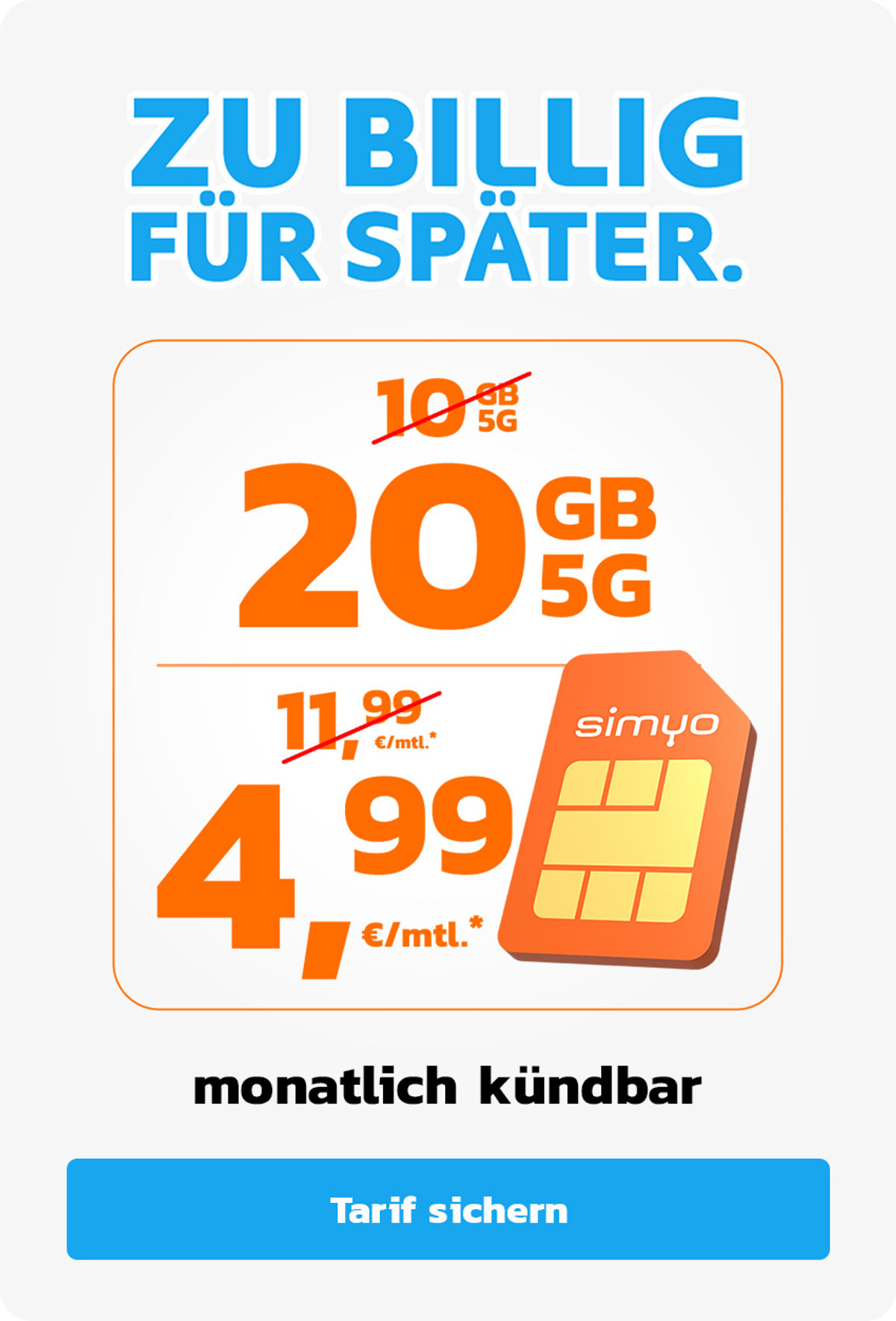 simyo 20GB für 4,99 Offer