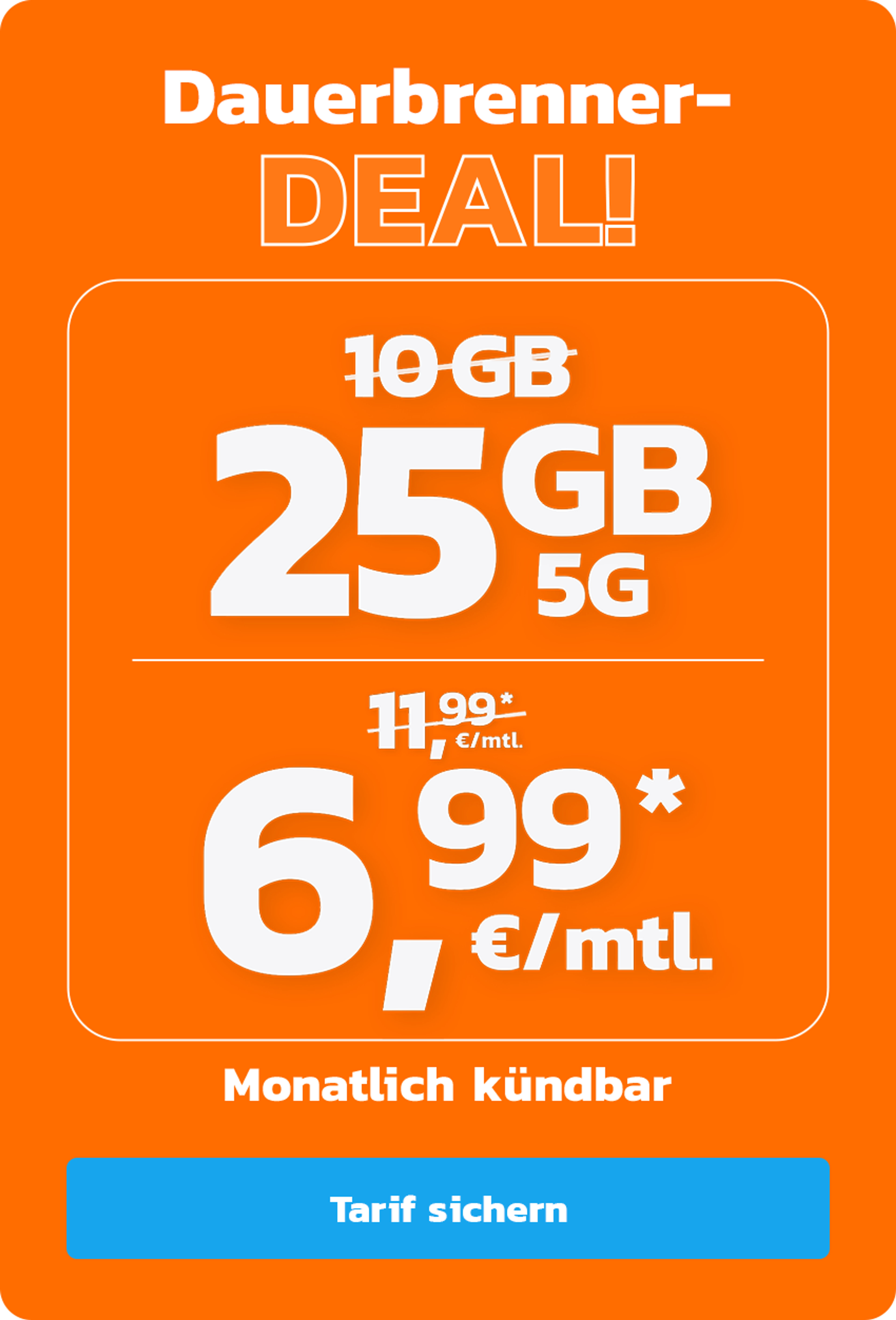 simyo 25 GB 5G für mtl. € 6,99*