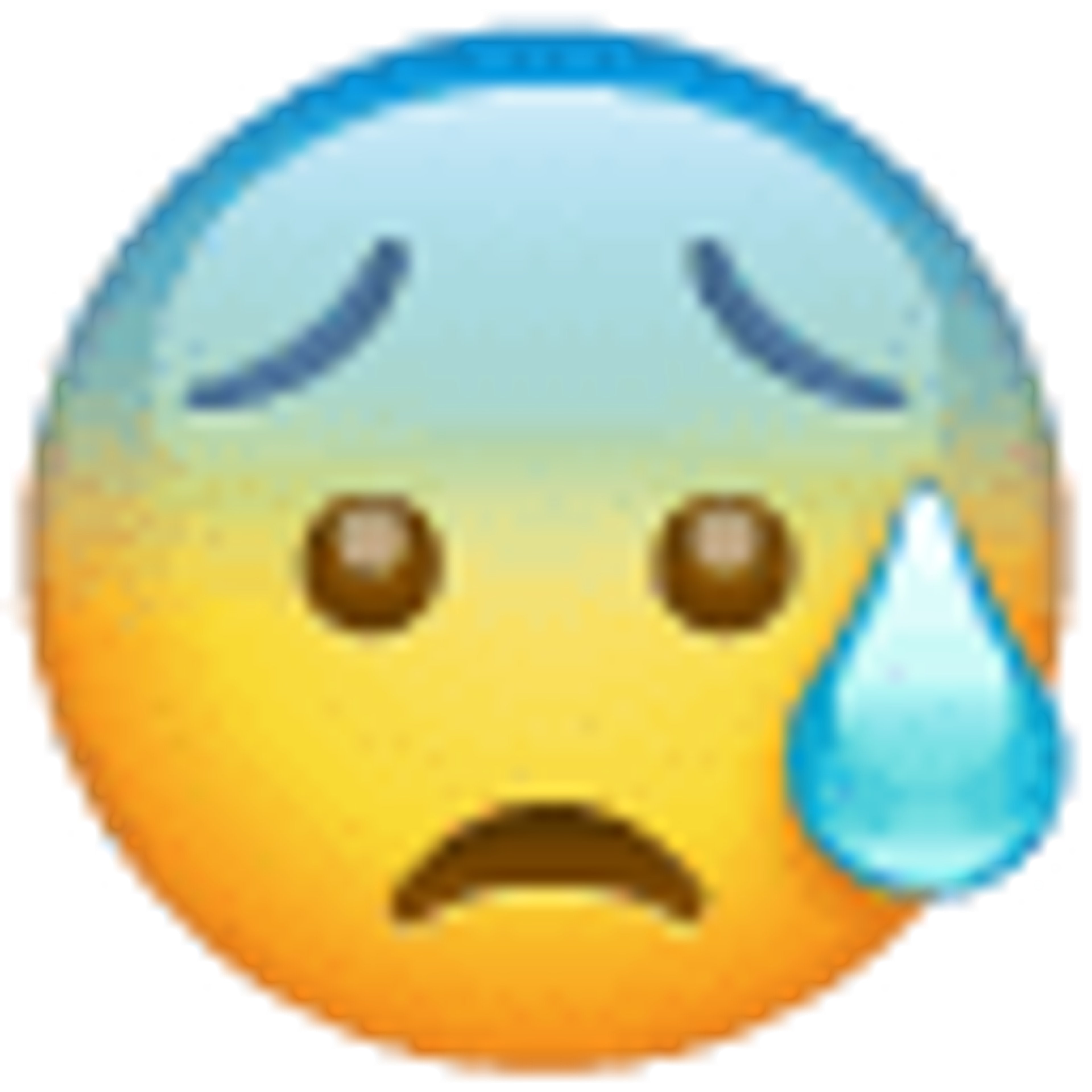 Gesicht mit offenem Mund und kaltem Schweiß