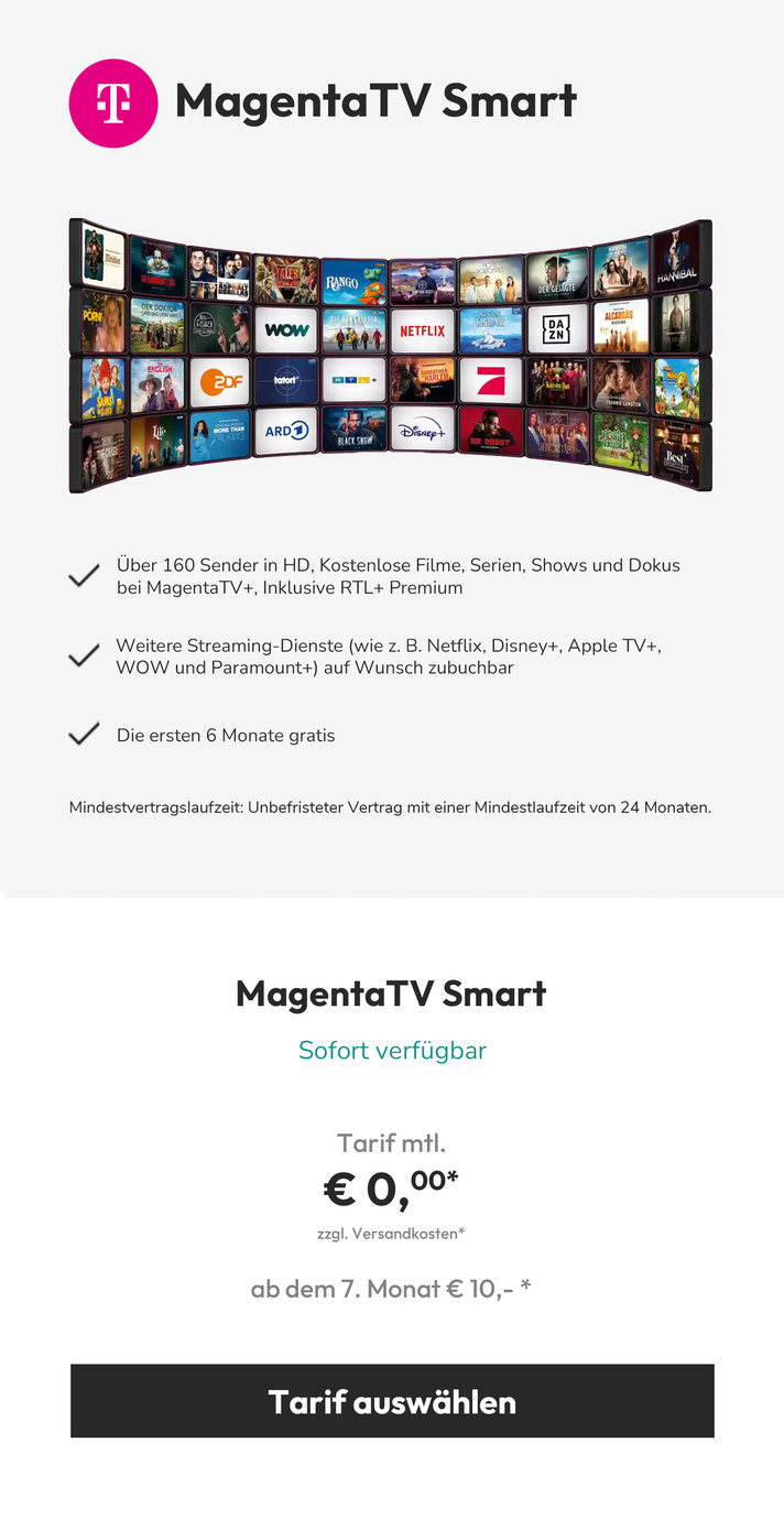 Angebote Magenta TV Smart - Zwischenbanner