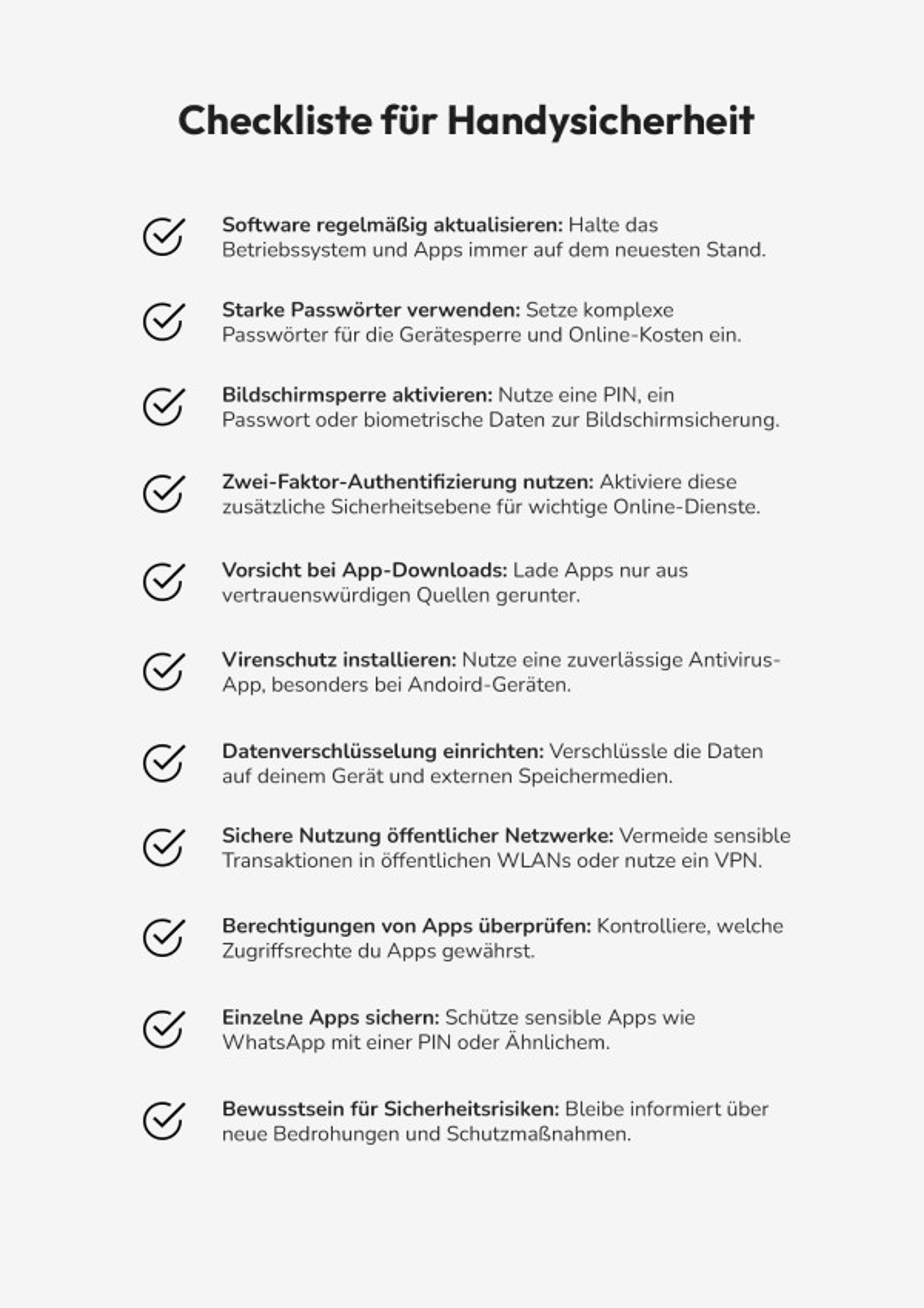 Handysicherheit Checkliste