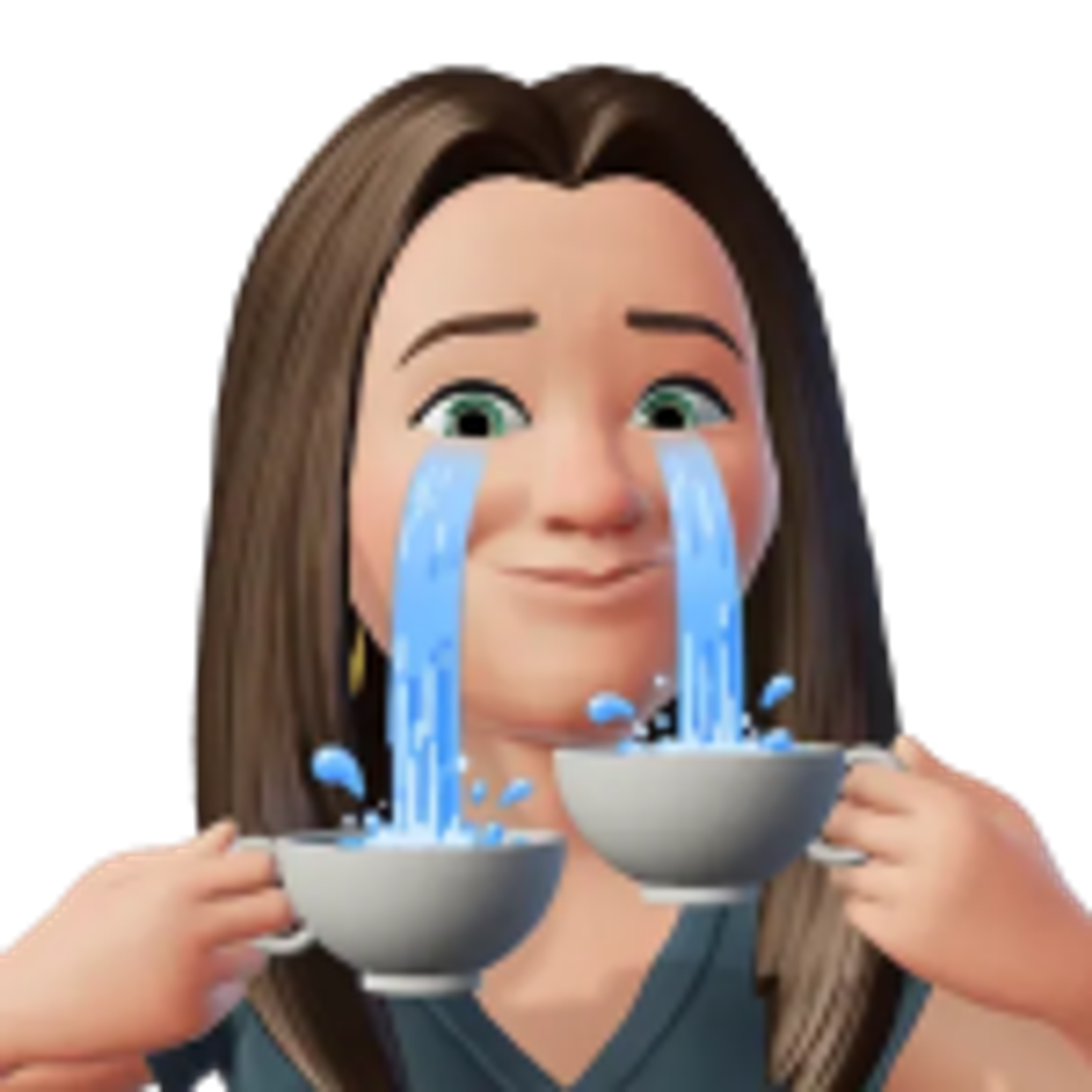 WhatsApp Avatare Sticker - übertriebenes Weinen mit Tassen