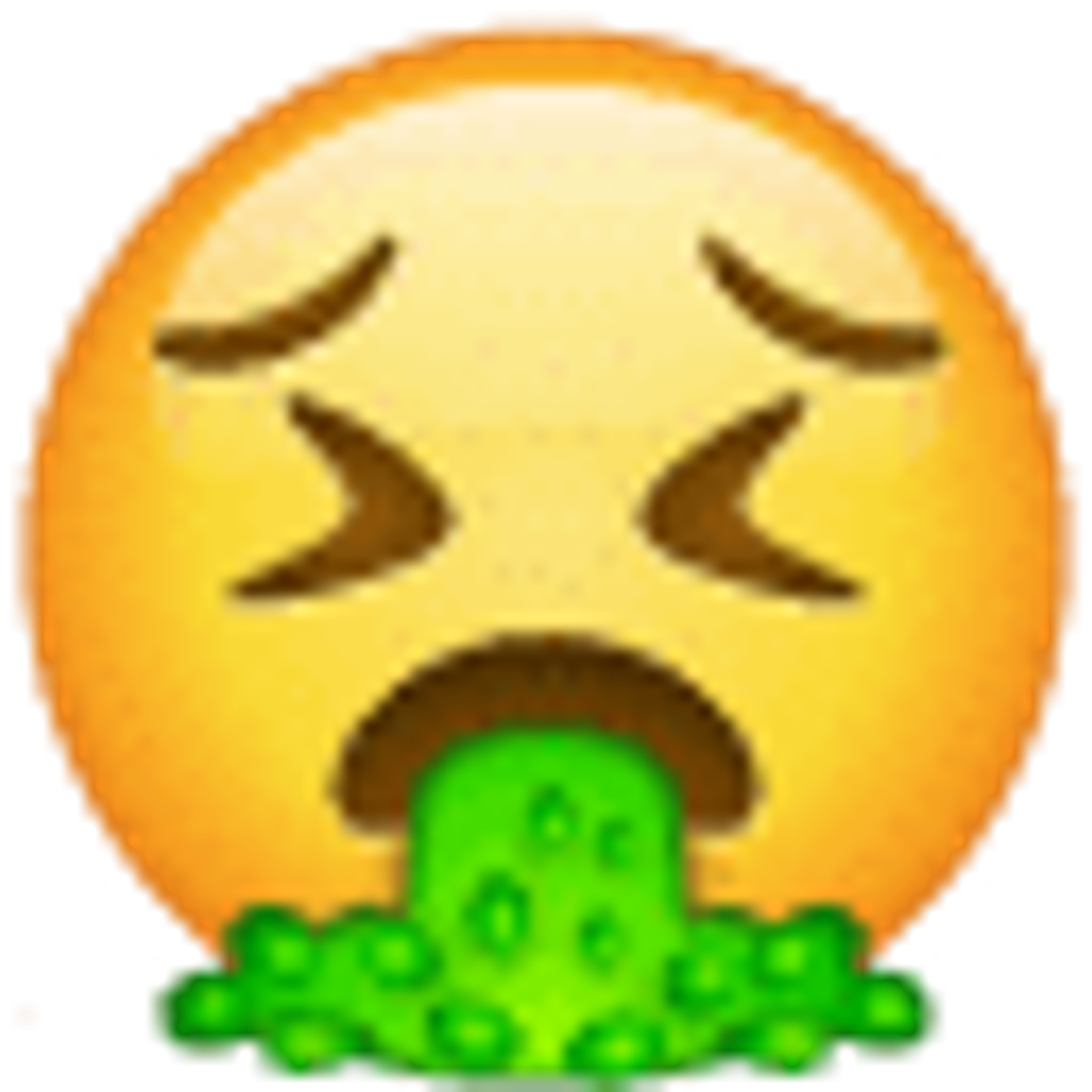 Gesicht mit offenem Mund, das sich erbricht