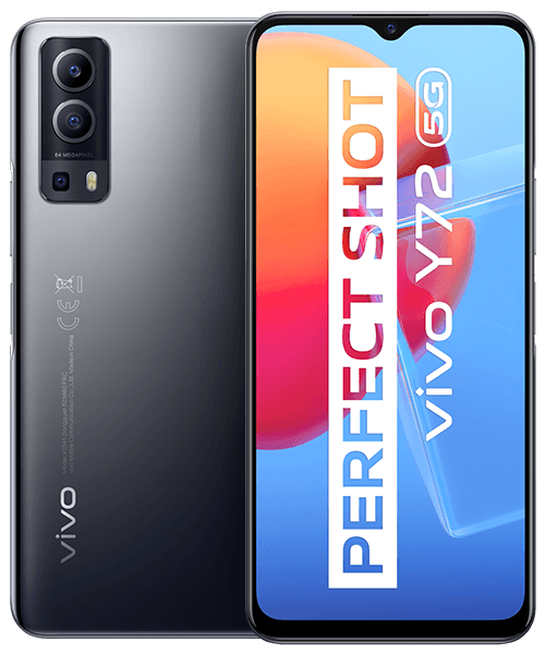 VIVO Y72 5G mit Vertrag günstig bei Sparhandy VIVO Y72 5G Front-Backansicht