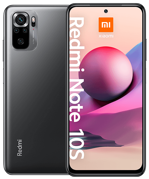 Xiaomi Redmi Note 10S mit Vertrag günstig bei Sparhandy Xiaomi Redmi Note 10S Front-Backansicht