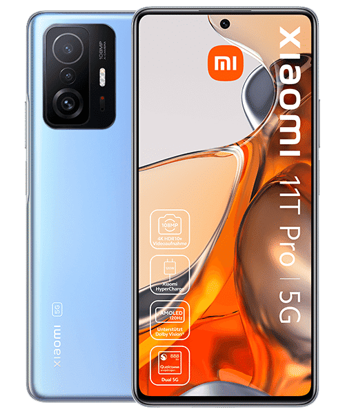 Xiaomi 11T Pro 5G mit Vertrag günstig bei Sparhandy Xiaomi 11T Pro 5G Front-Backansicht