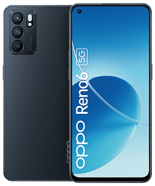 OPPO Reno6 5G mit Vertrag günstig bei Sparhandy OPPO Reno6 5G Front-Backansicht
