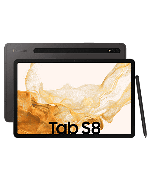 Samsung Galaxy Tab S8 Wi-Fi mit Vertrag günstig bei Sparhandy Samsung Galaxy Tab S8 Wi-Fi Front-Backansicht