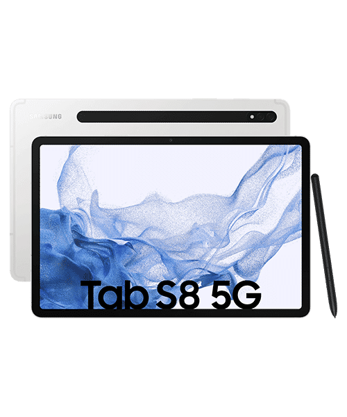 Samsung Galaxy Tab S8 5G mit Vertrag günstig bei Sparhandy Samsung Galaxy Tab S8 5G Front-Backansicht