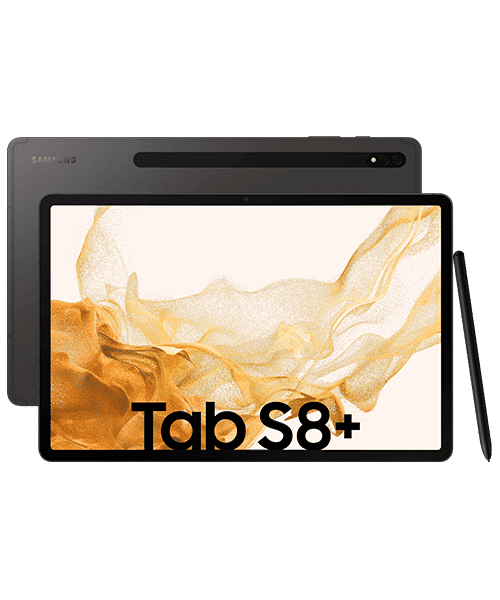 Samsung Galaxy Tab S8+ Wi-Fi mit Vertrag günstig bei Sparhandy Samsung Galaxy Tab S8+ Wi-Fi Front-Backansicht