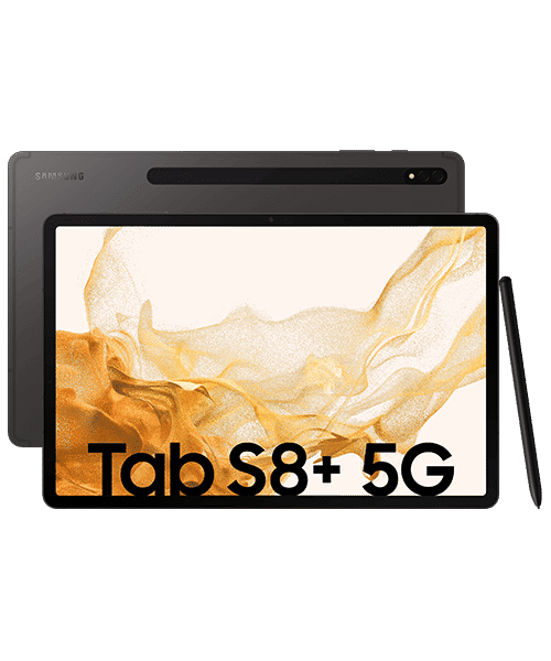 Samsung Galaxy Tab S8+ 5G mit Vertrag günstig bei Sparhandy Samsung Galaxy Tab S8+ 5G Front-Backansicht