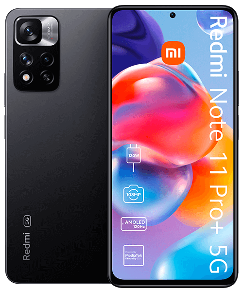 Xiaomi Redmi Note 11 Pro+ 5G mit Vertrag günstig bei Sparhandy Xiaomi Redmi Note 11 Pro+ 5G Front-Backansicht