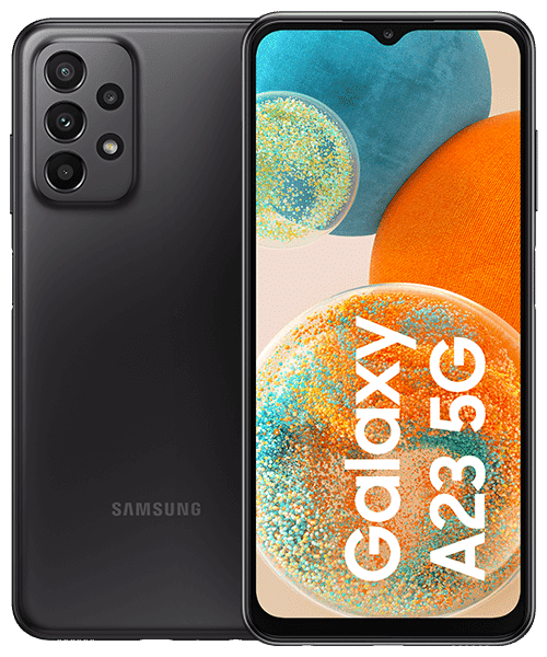 Samsung Galaxy A23 5G mit Vertrag günstig bei Sparhandy Samsung Galaxy A23 5G Front-Backansicht