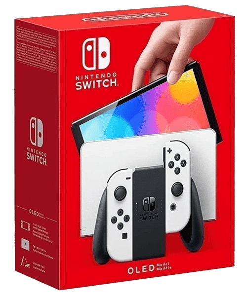 Nintendo Switch OLED weiß mit Vertrag günstig bei Sparhandy Nintendo Switch OLED weiß Front-Backansicht