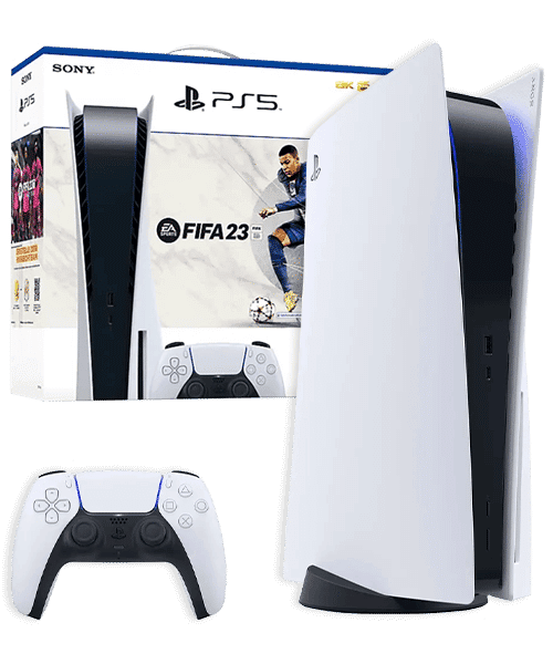 Sony PlayStation 5 mit Vertrag günstig bei Sparhandy Sony PlayStation 5 Front-Backansicht